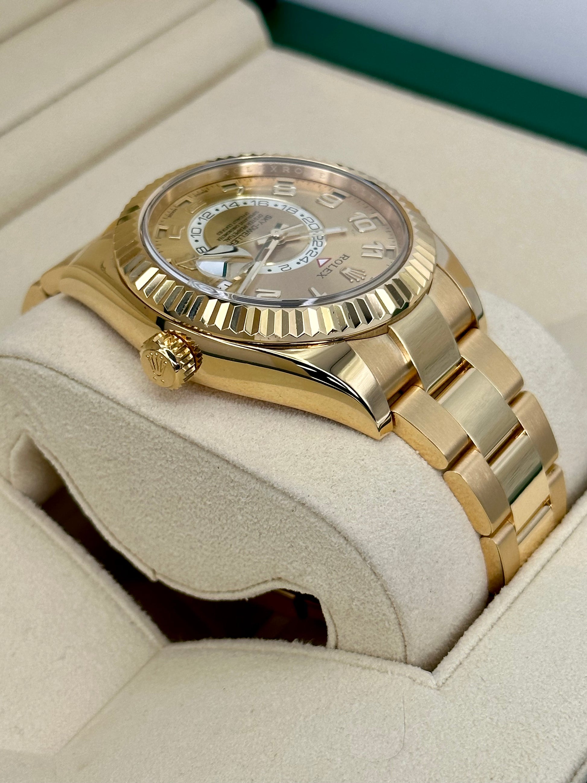 2017 Rolex Sky-Dweller 42mm 326938 Yellow Gold Champagne Dial - MyWatchLLC