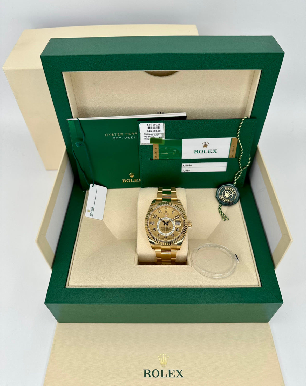 2017 Rolex Sky-Dweller 42mm 326938 Yellow Gold Champagne Dial - MyWatchLLC