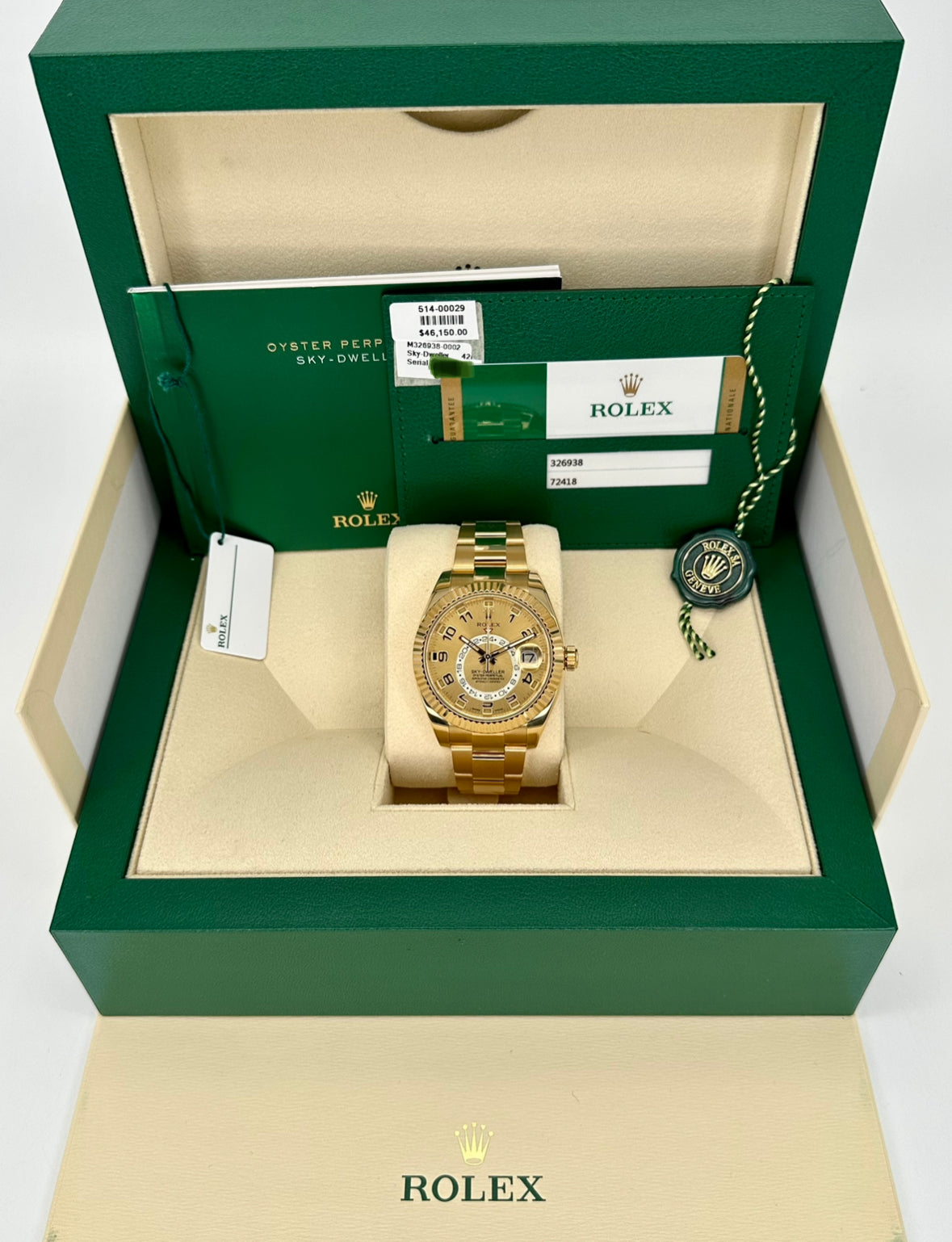2017 Rolex Sky-Dweller 42mm 326938 Yellow Gold Champagne Dial - MyWatchLLC