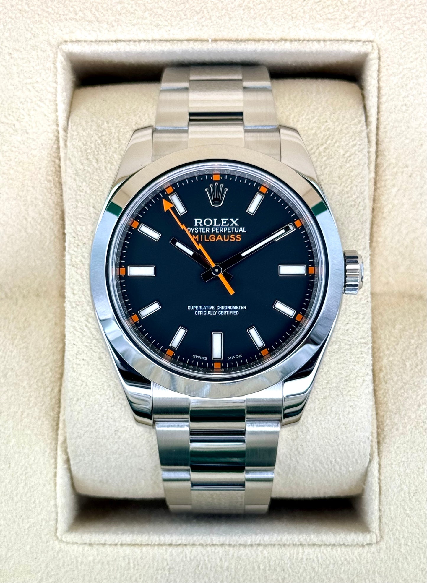 2014 Rolex Milgauss 40mm 116400GV Stainless Steel Black Dial - MyWatchLLC
