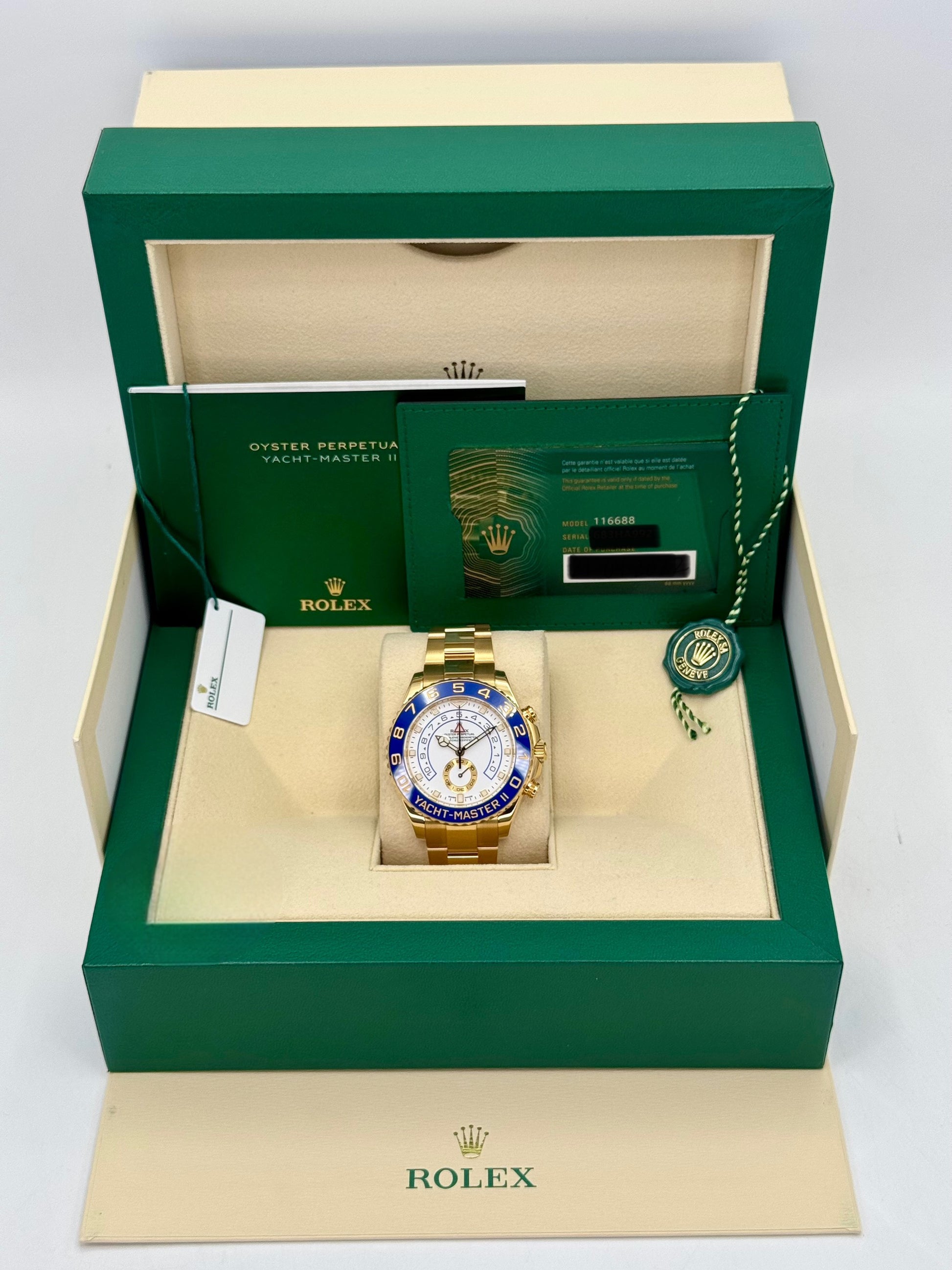 2022 Rolex Yacht-Master II 44mm 116688 18K Yellow Gold White Dial - MyWatchLLC