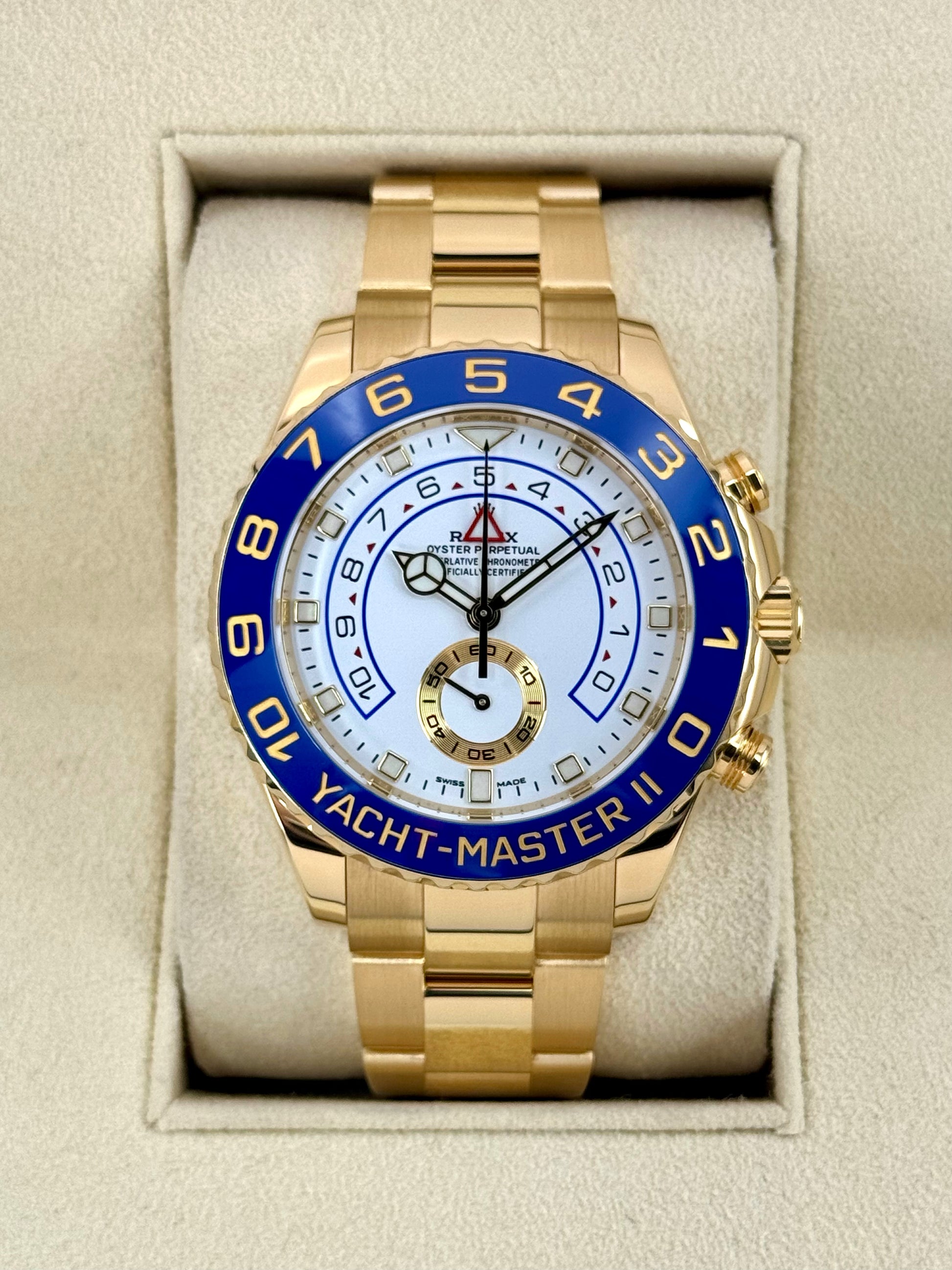 2022 Rolex Yacht-Master II 44mm 116688 18K Yellow Gold White Dial - MyWatchLLC