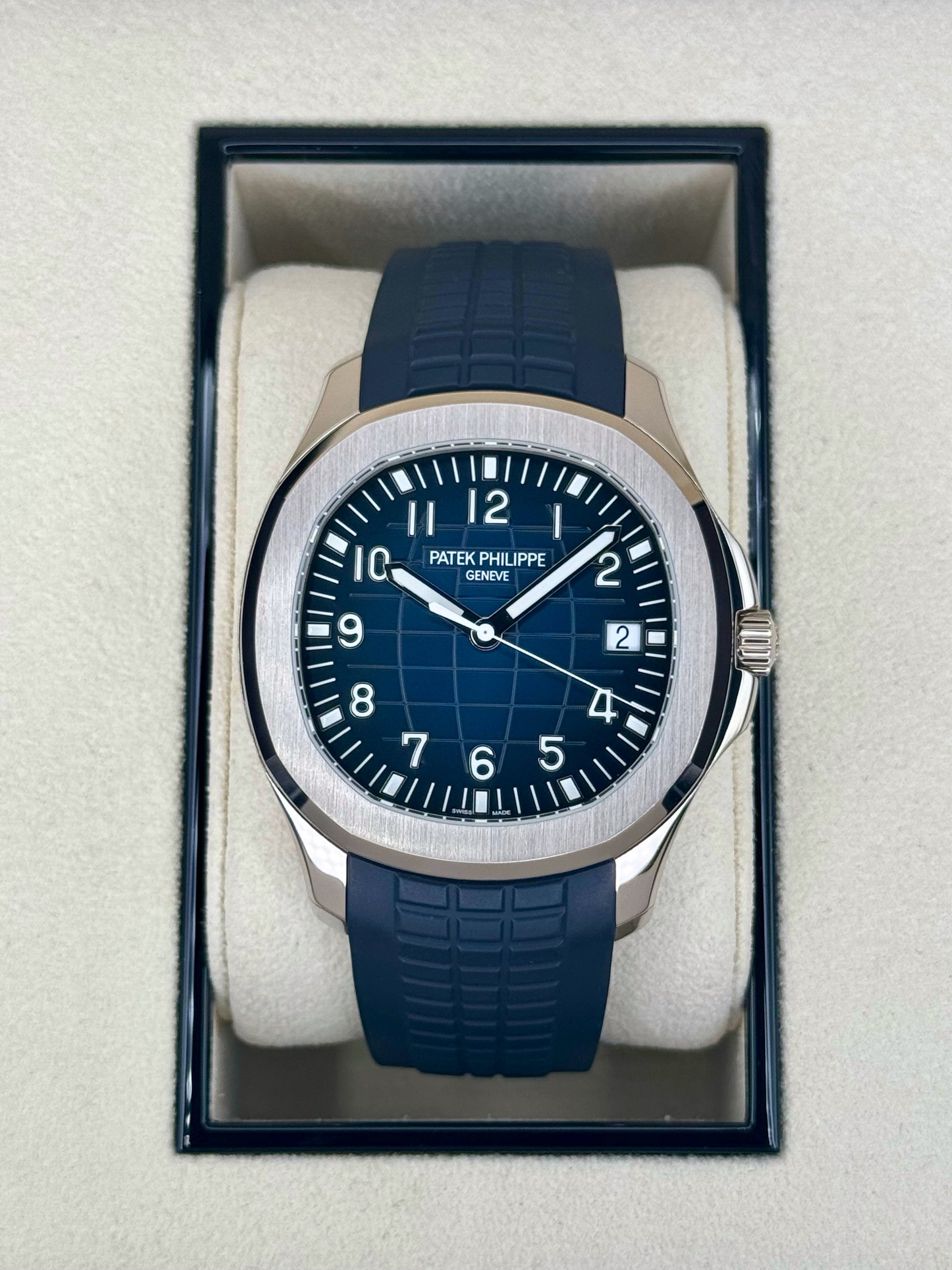 2021 Patek Philippe Aquanaut 5168G 42.2mm White Gold Blue Dial - MyWatchLLC