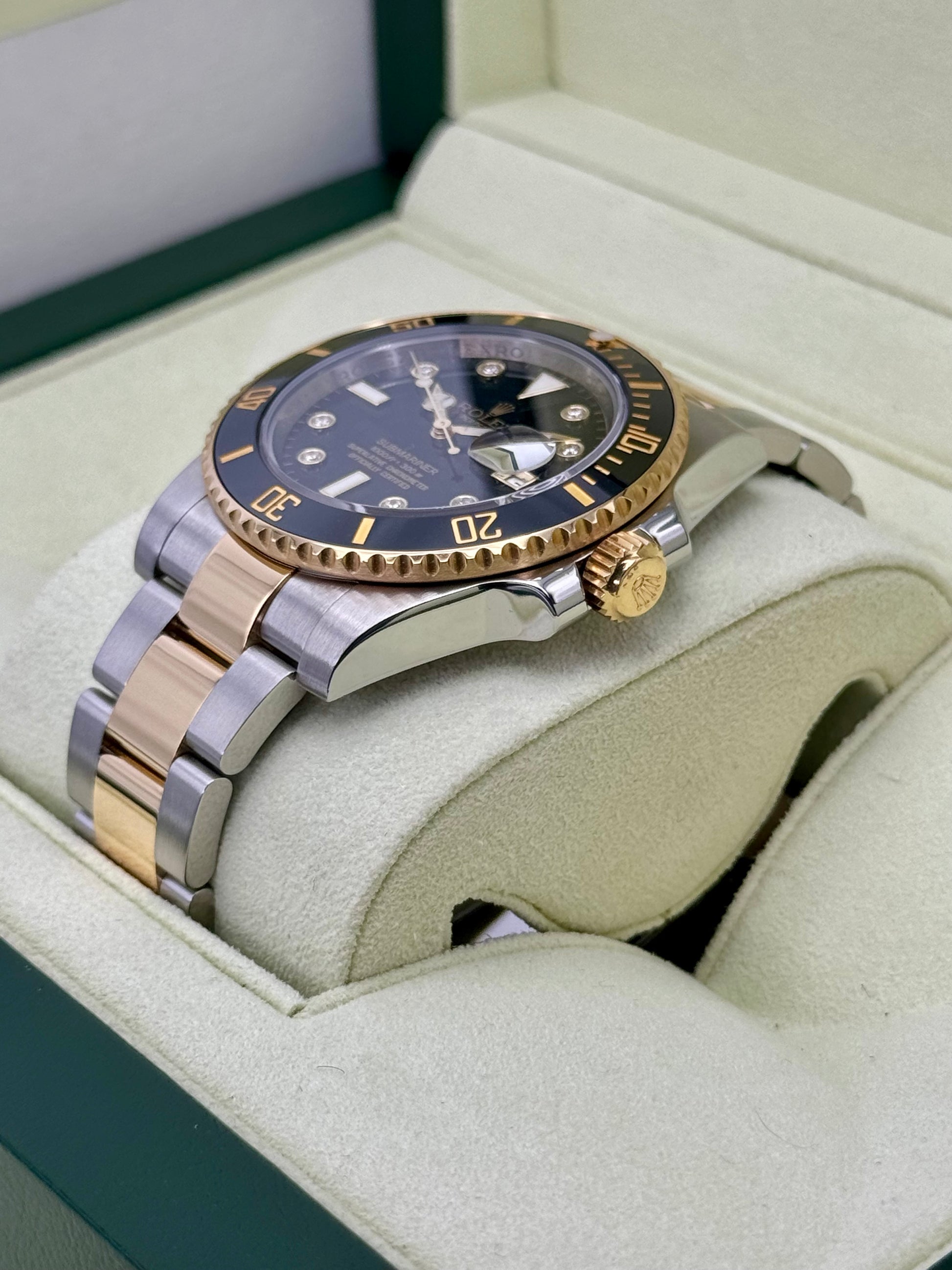 Rolex Submariner 40mm 116613N Two-Tone Black Diamond Dial - MyWatchLLC