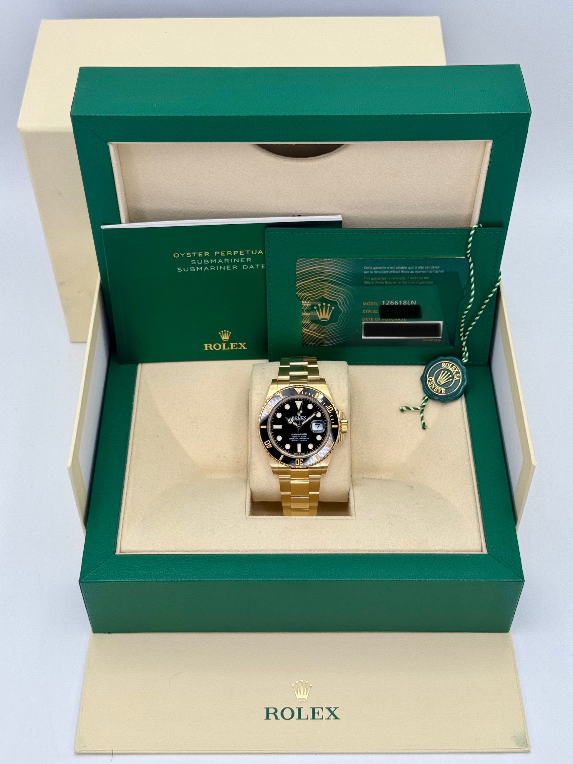 2022 Rolex Submariner 41mm 126618LN Yellow Gold Black Dial - MyWatchLLC