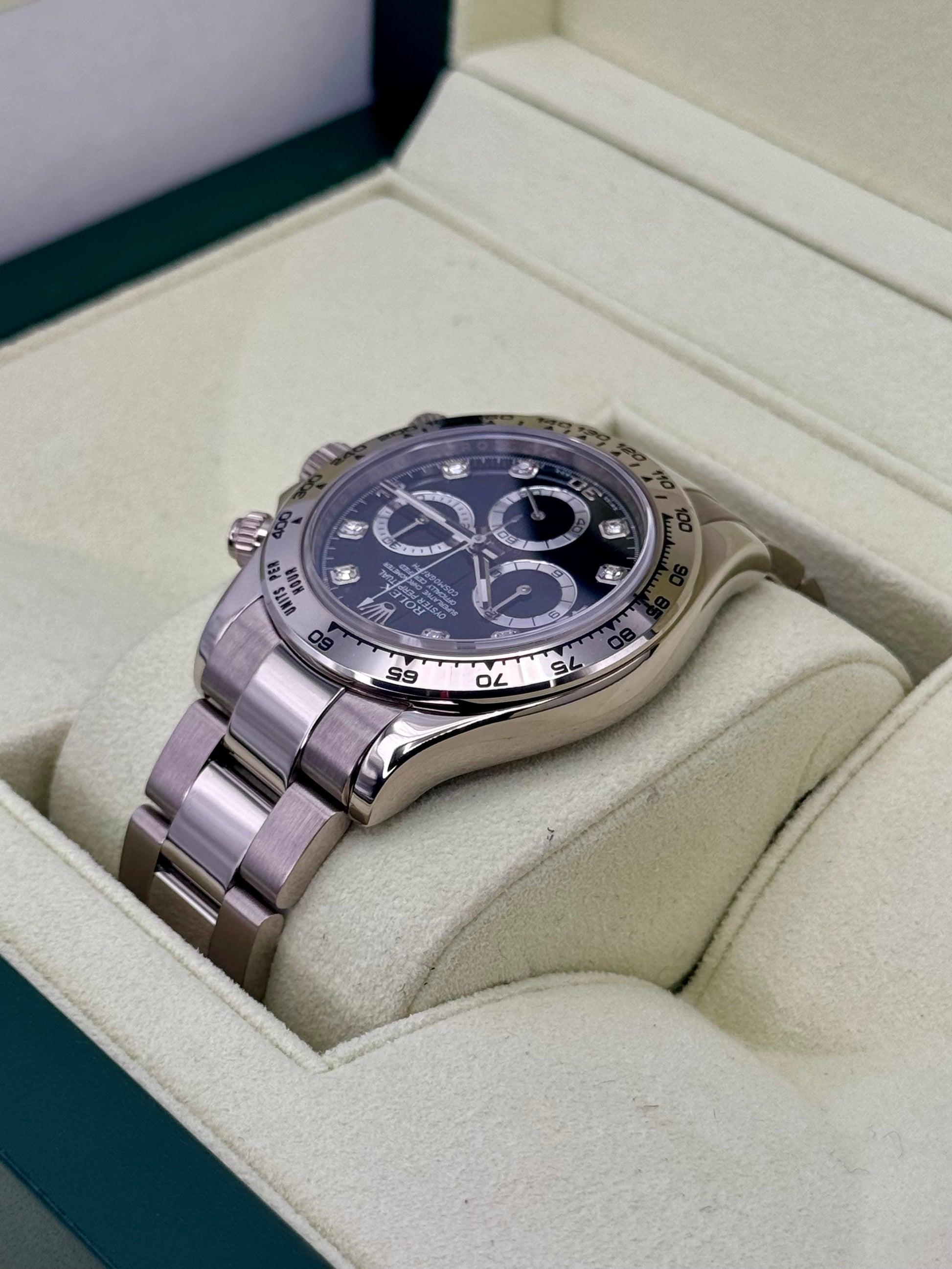 2009 Rolex Daytona 40mm 116509 White Gold Black Diamond Dial - MyWatchLLC