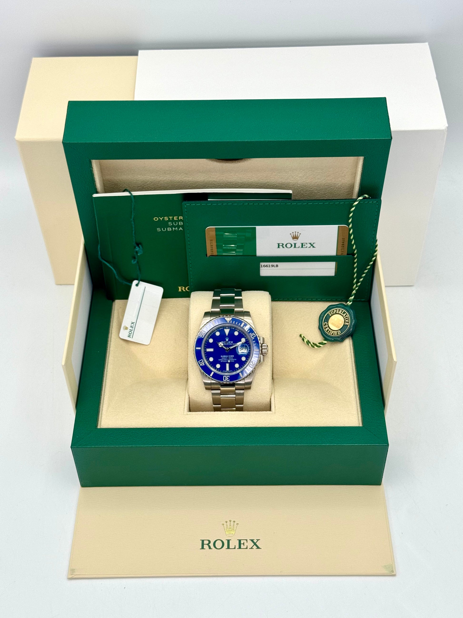 2018 Rolex Submariner "Smurf" 40mm 116619LB White Gold Blue Dial - MyWatchLLC
