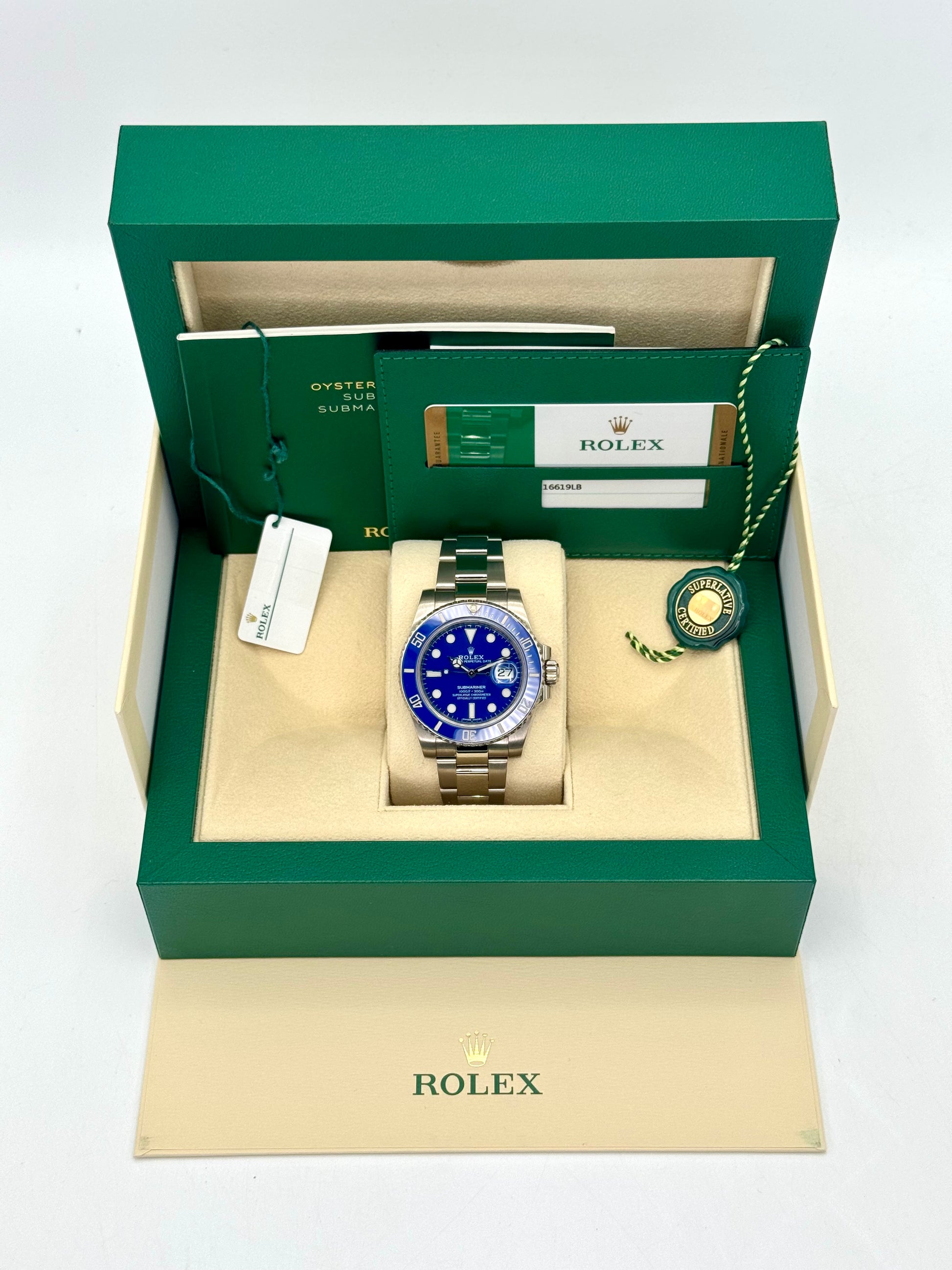 2018 Rolex Submariner "Smurf" 40mm 116619LB White Gold Blue Dial - MyWatchLLC