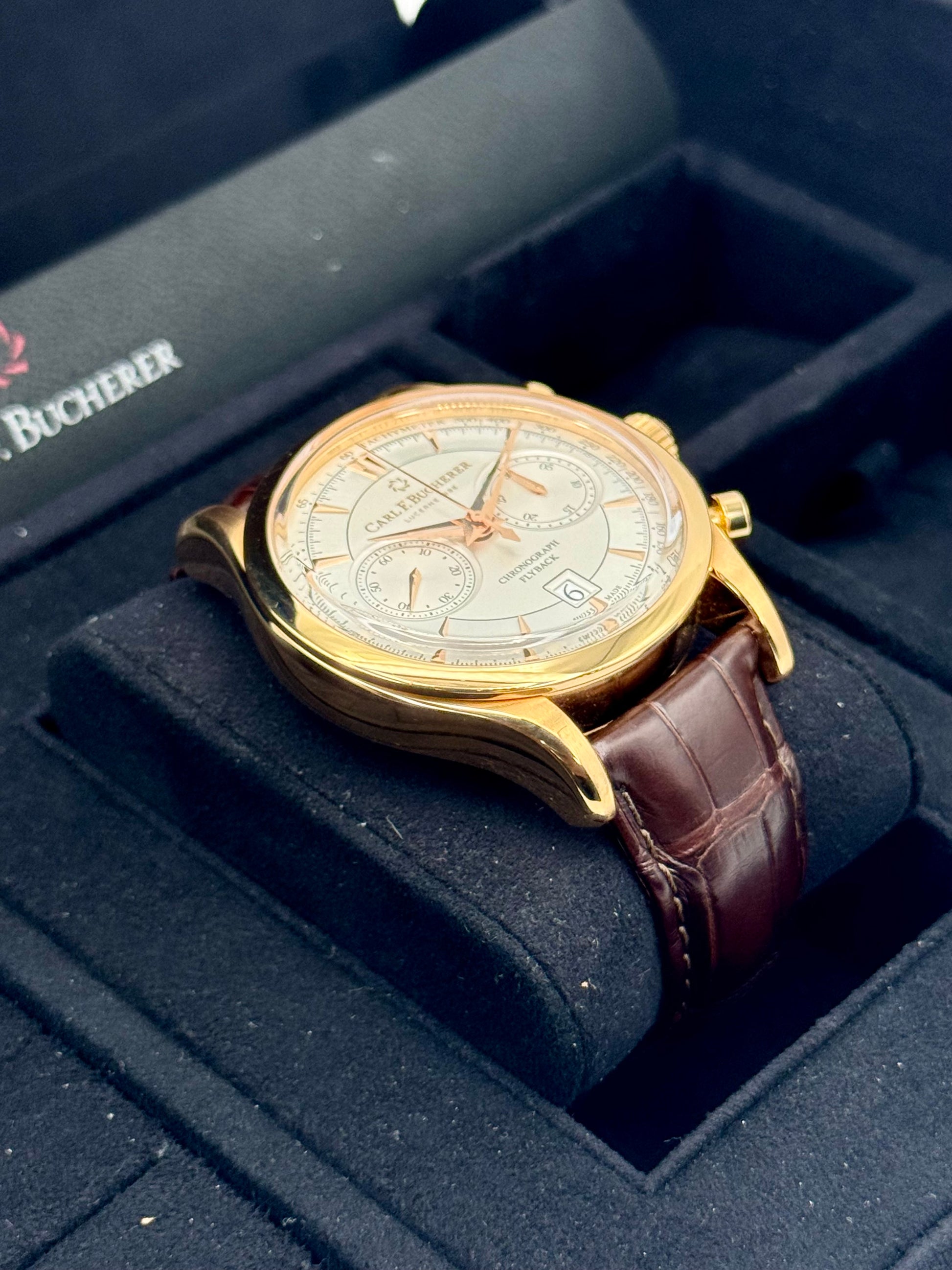 2020 Carl F. Bucherer Manero Flyback 43mm Rose Gold Silver Dial - MyWatchLLC