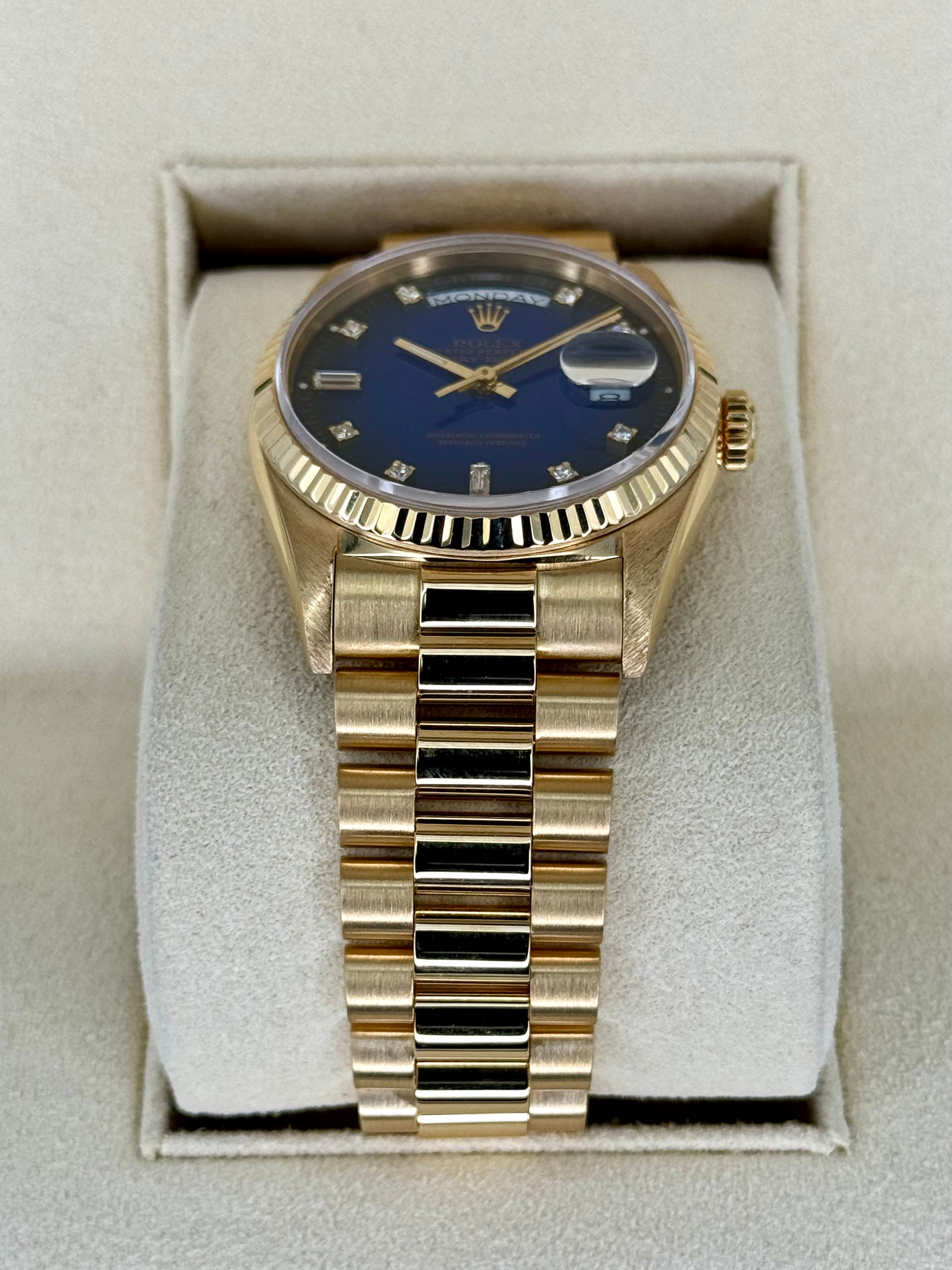 1988 Day-Date 36mm 18038 Gold Presidential Blue Vignette Dial - MyWatchLLC