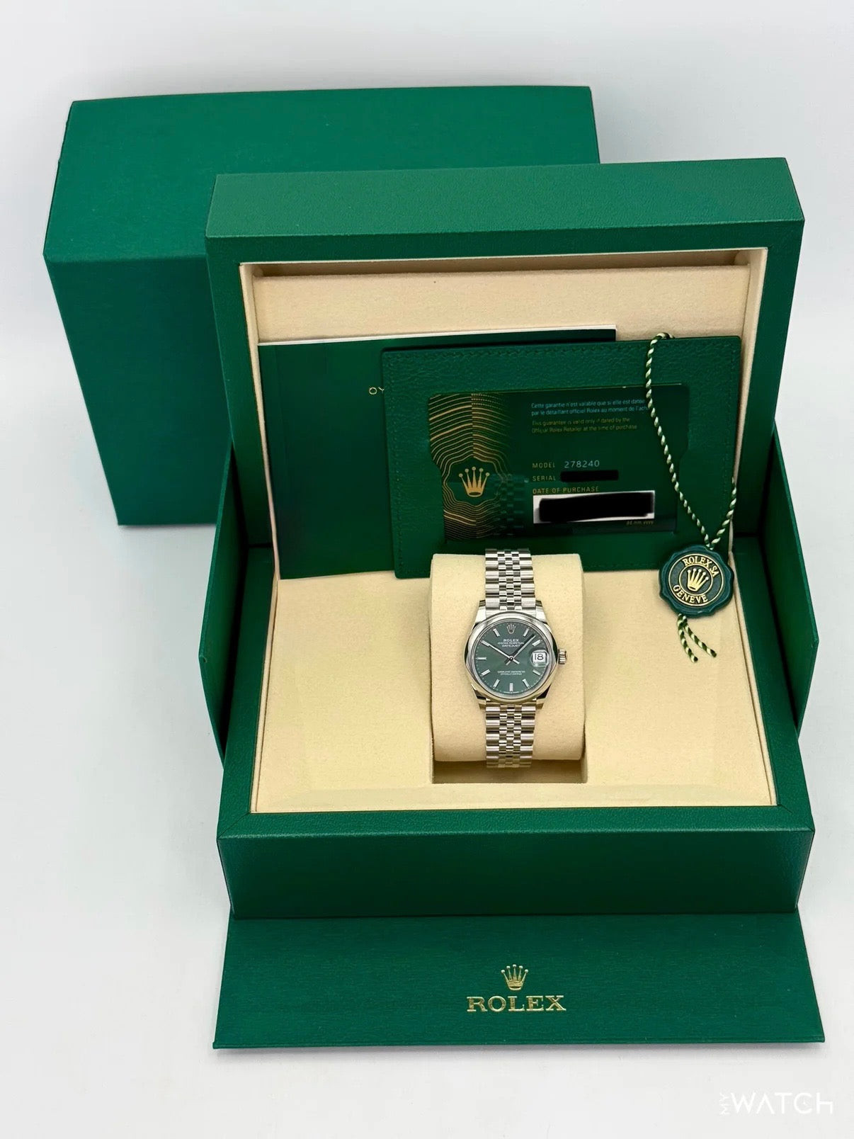NEW 2025 Rolex Datejust 31mm 278240 Stainless Steel Jubilee Mint Green Dial - MyWatchLLC