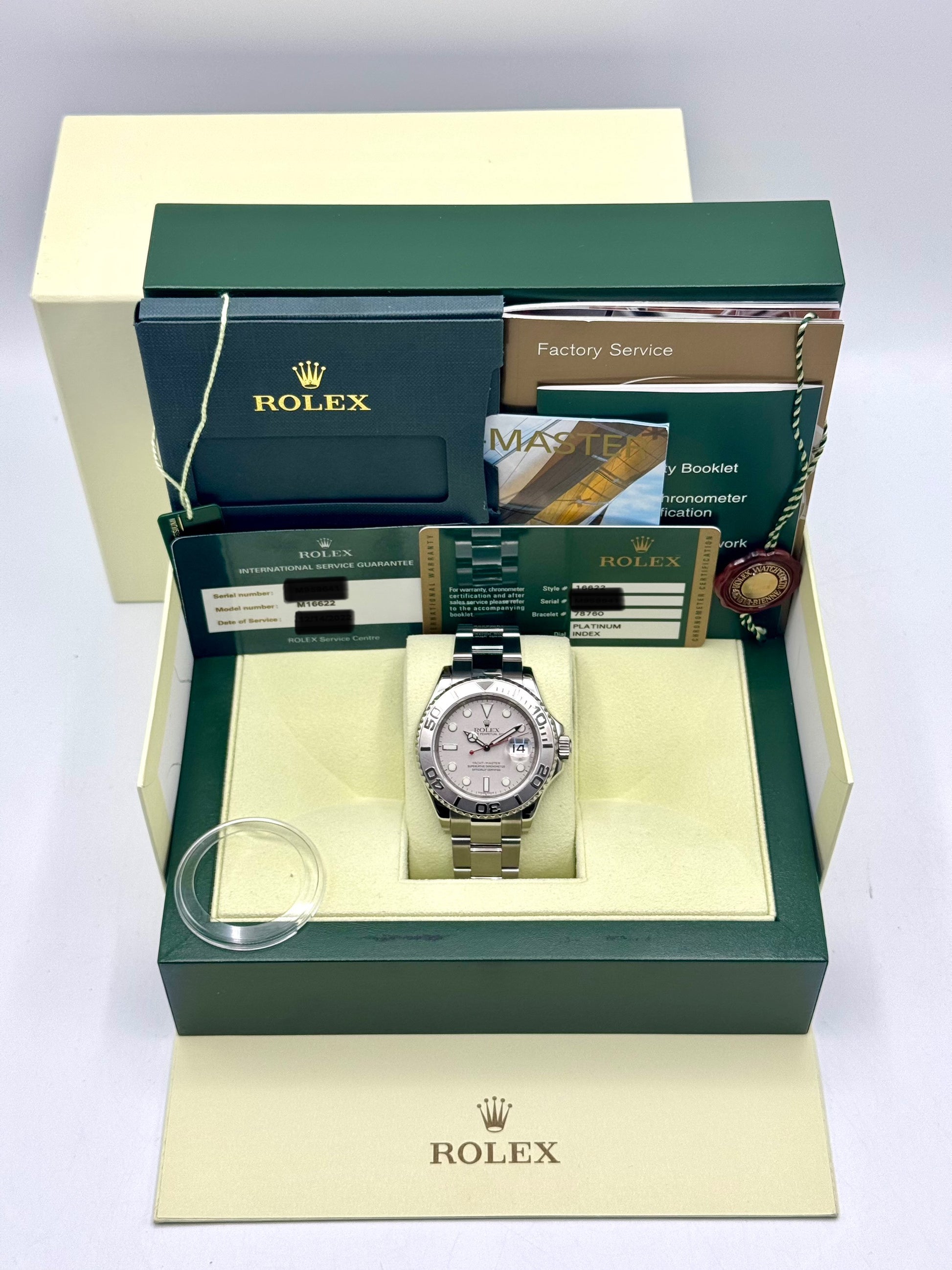 2010 Rolex Yacht-Master 40mm 16622 Platinum Bezel and Dial - MyWatchLLC