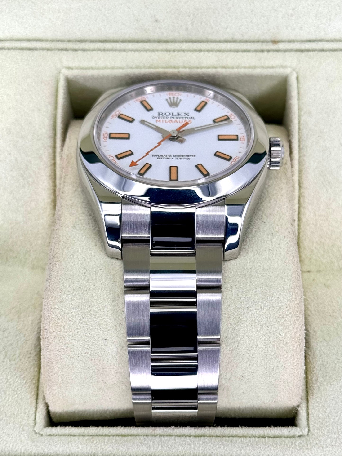 2008 Rolex Milgauss 40mm 116400 Stainless Steel White Dial - MyWatchLLC