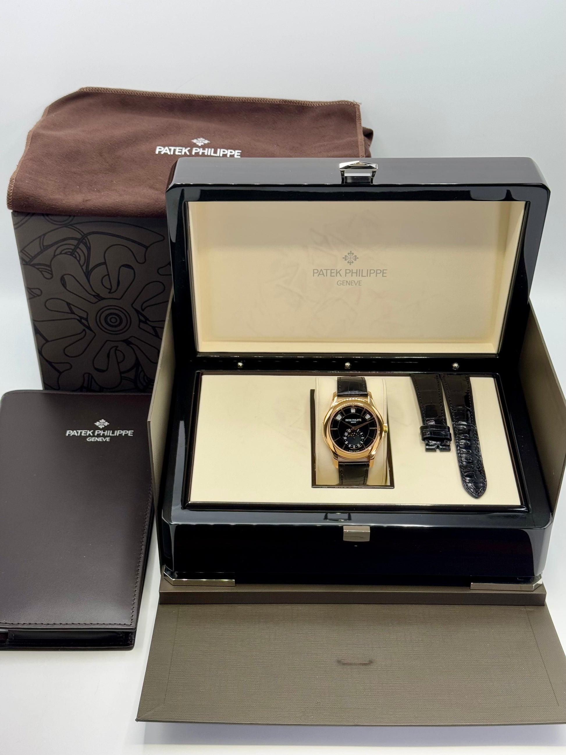2014 Patek Philippe Annual Calender 40mm 5205R Rose Gold Black Dial - MyWatchLLC