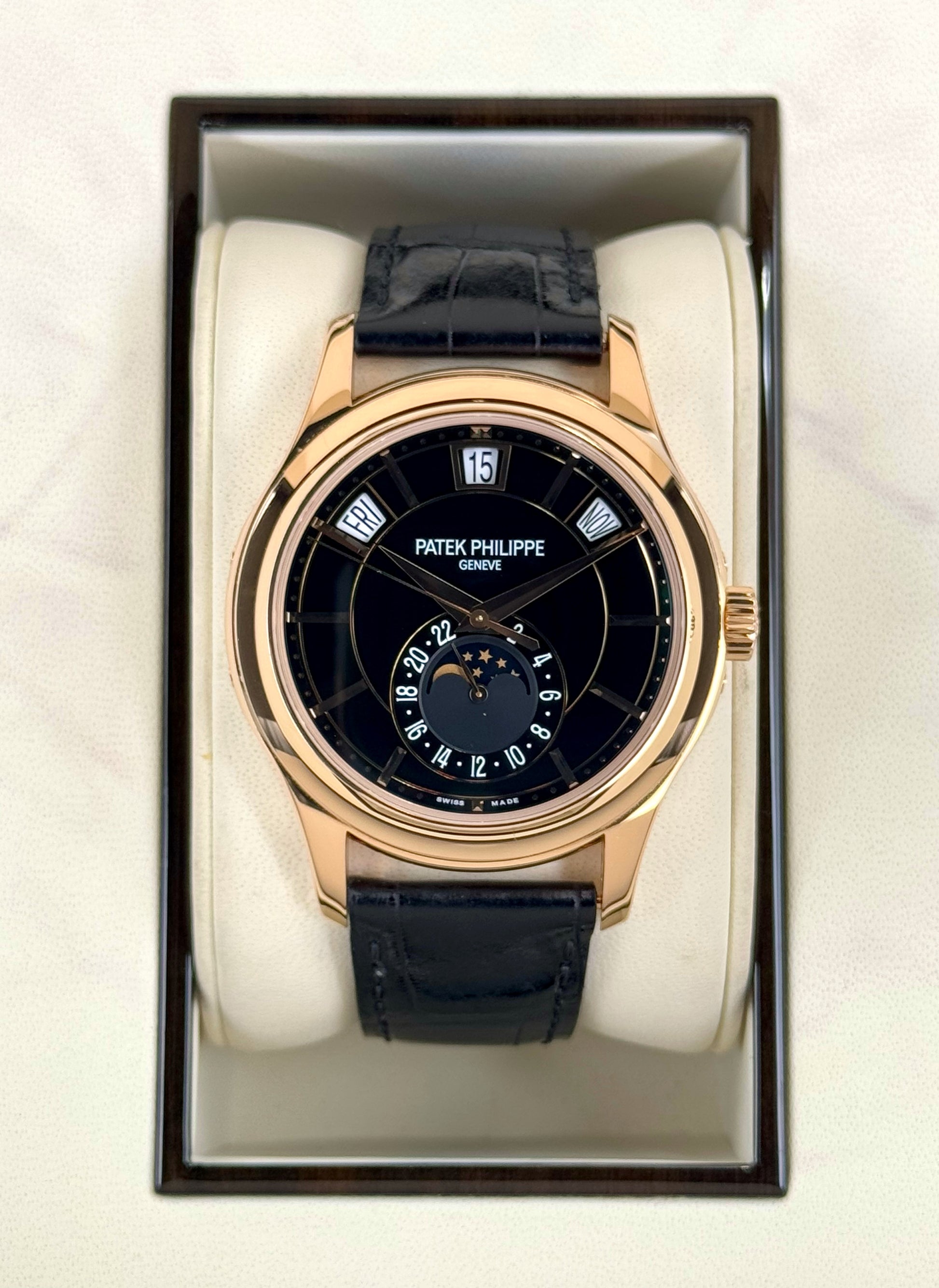 2014 Patek Philippe Annual Calender 40mm 5205R Rose Gold Black Dial - MyWatchLLC