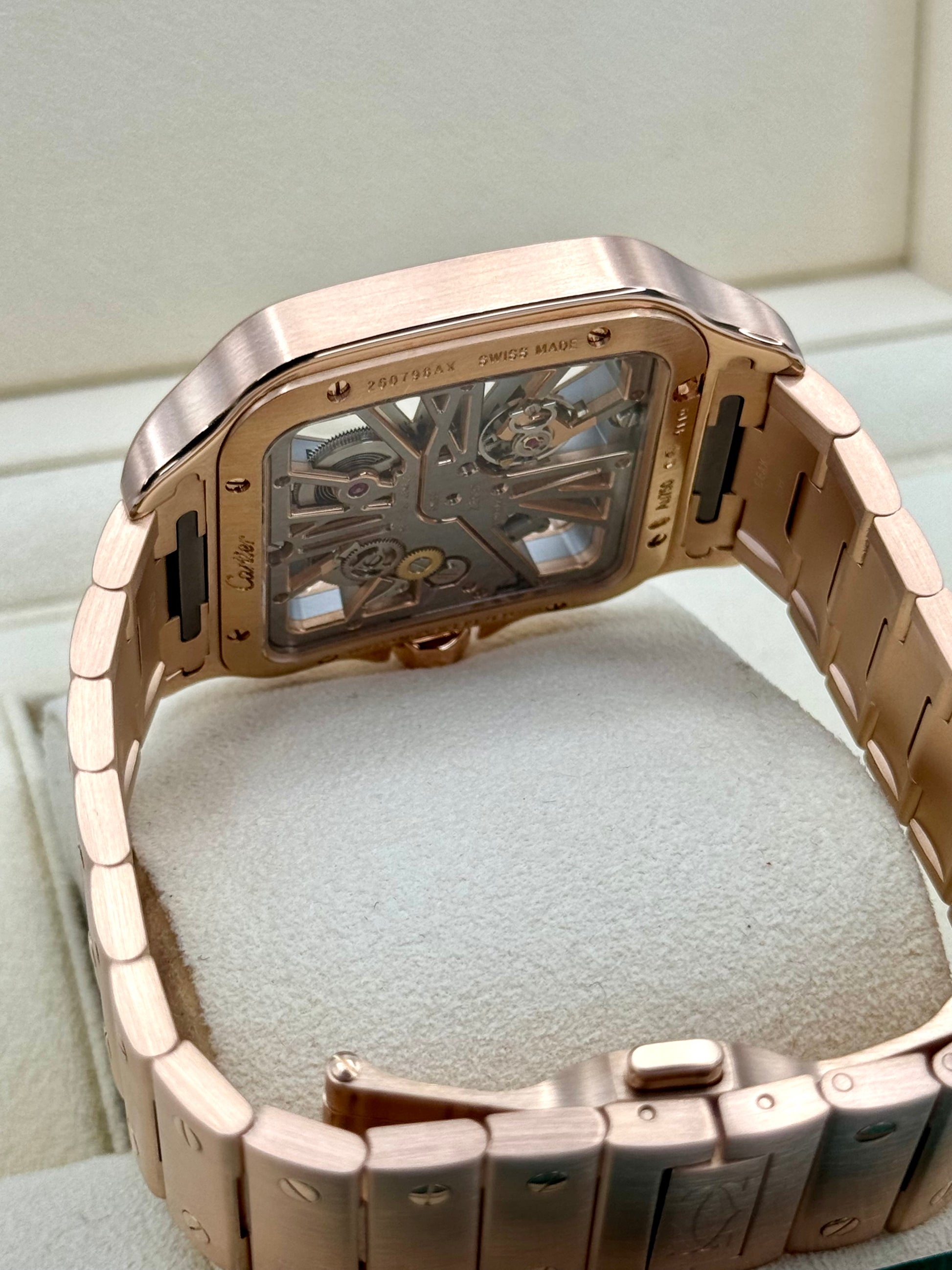 2020 Santos De Cartier 39.8mm WHSA0016 Rose Gold Skeleton Dial - MyWatchLLC