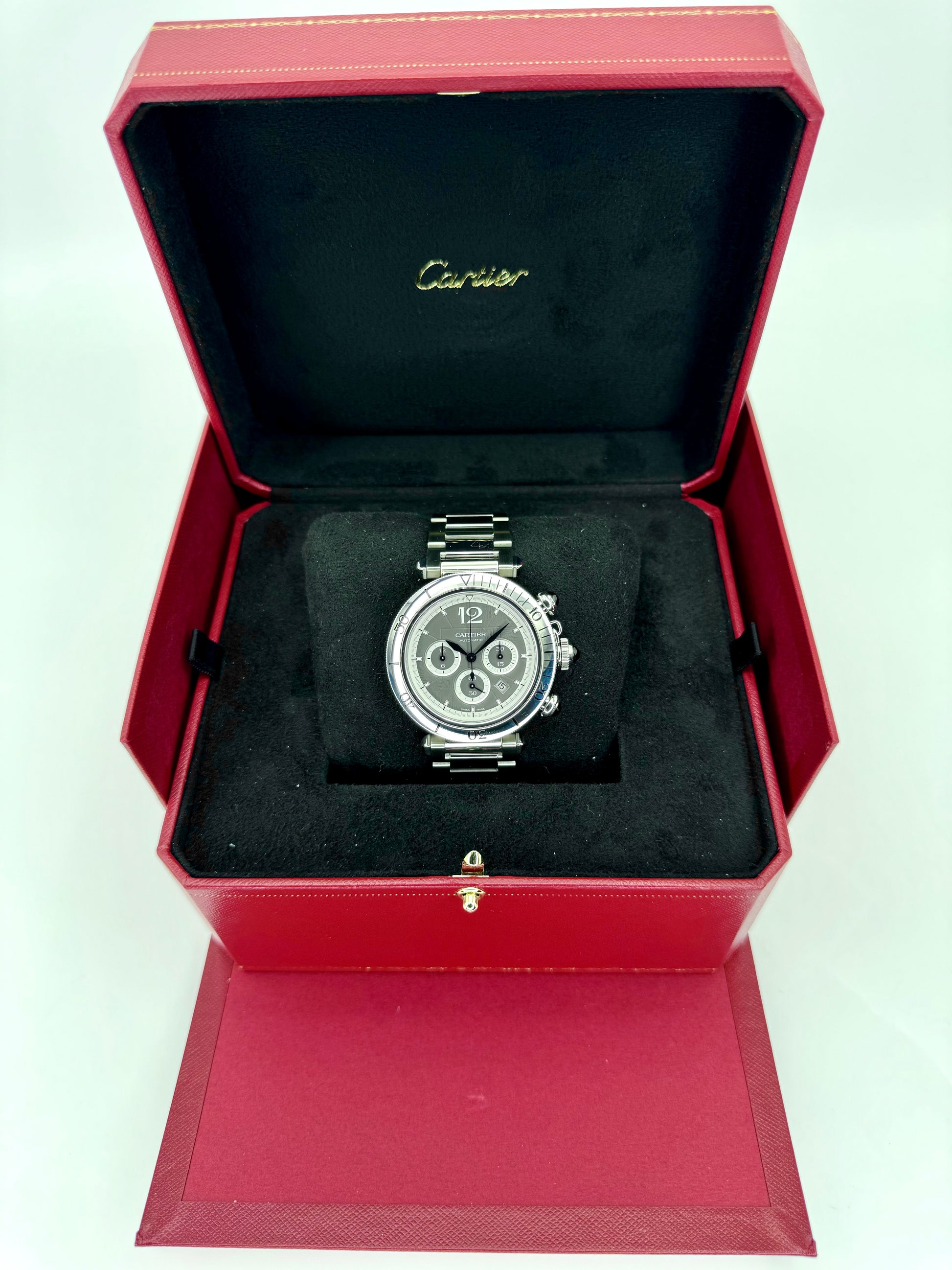 NEW 2023 Cartier Pasha 41mm Wspa0027 Chronograph Grey Dial - MyWatchLLC