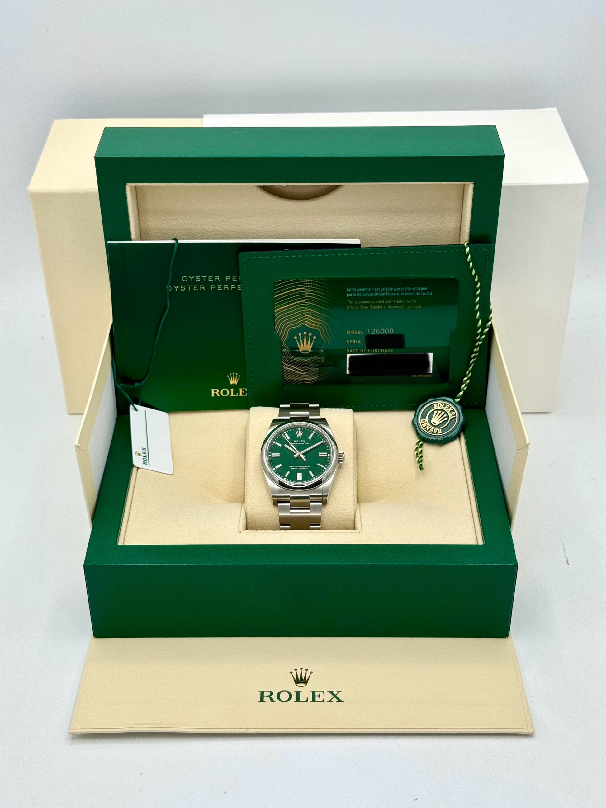 NEW 2024 Rolex Oyster Perpetual 36mm 126000 Green Dial - MyWatchLLC