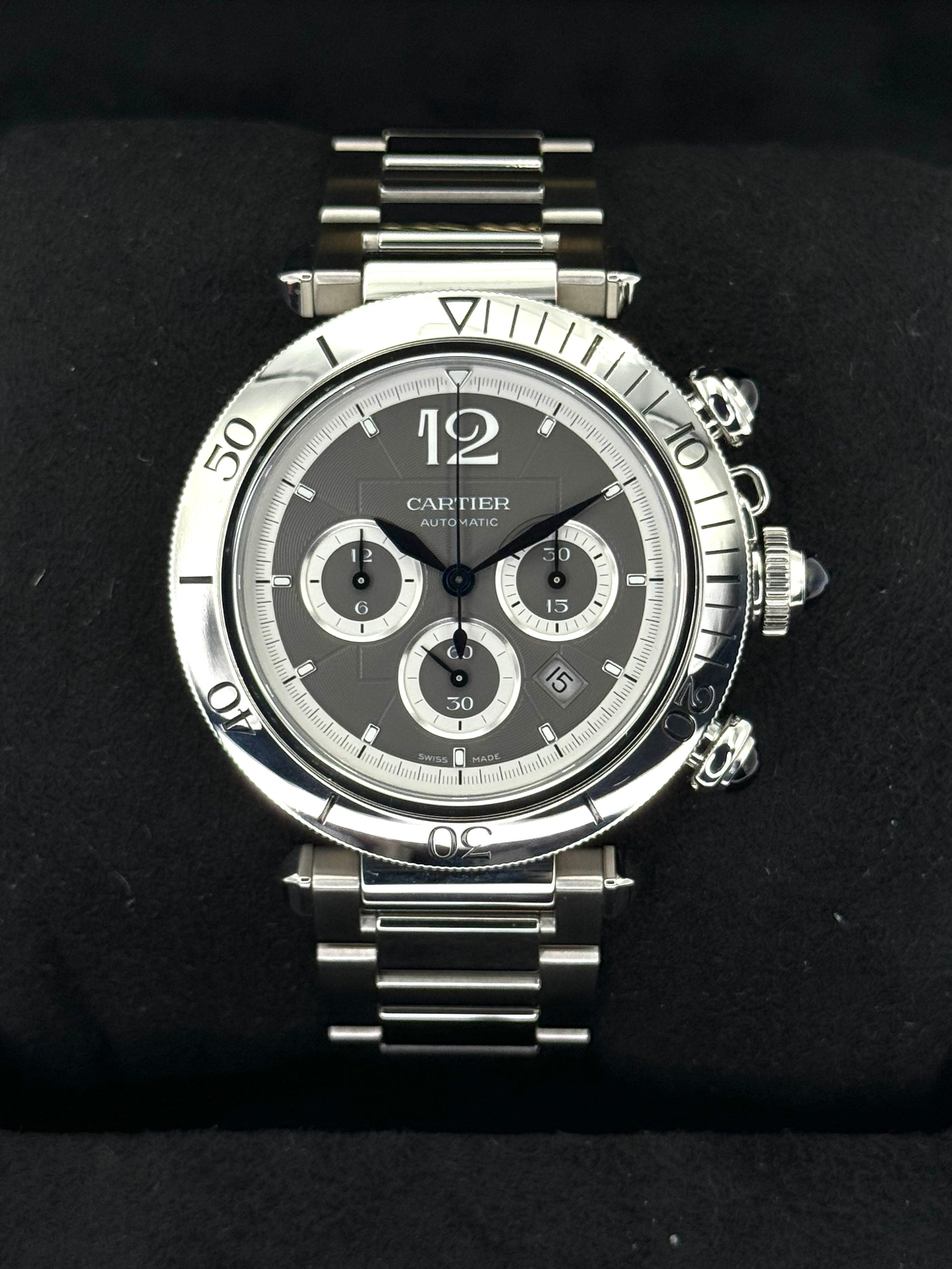 NEW 2023 Cartier Pasha 41mm Wspa0027 Chronograph Grey Dial - MyWatchLLC