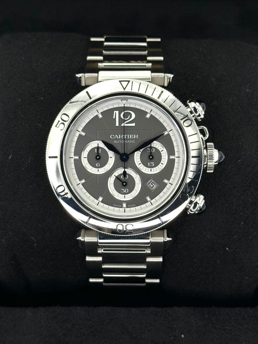 NEW 2023 Cartier Pasha 41mm Wspa0027 Chronograph Grey Dial - MyWatchLLC