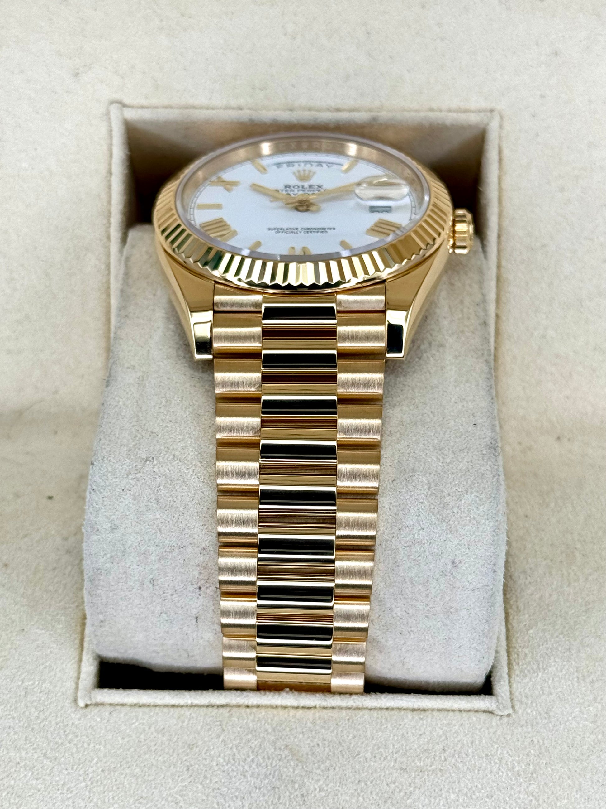 2021 Rolex Day-Date 40mm 228238 Presidential White Roman Numeral Dial - MyWatchLLC