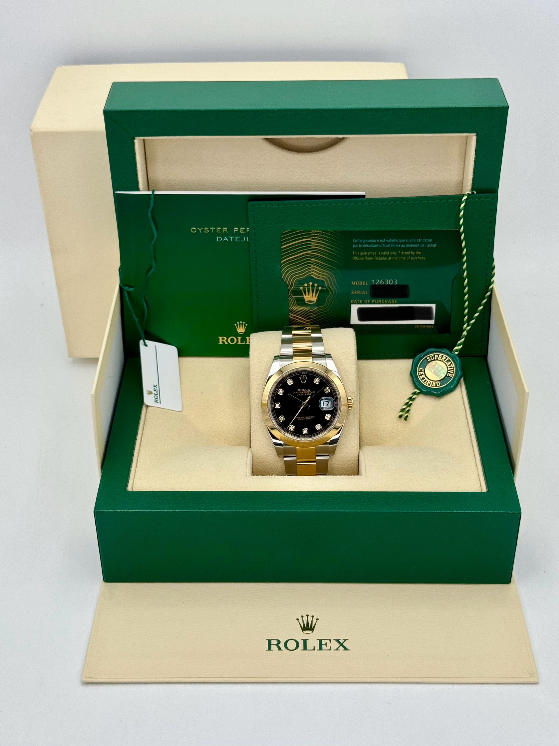 2023 Rolex Datejust 41mm 126303 Two-Tone Oyster Black Diamond Dial - MyWatchLLC