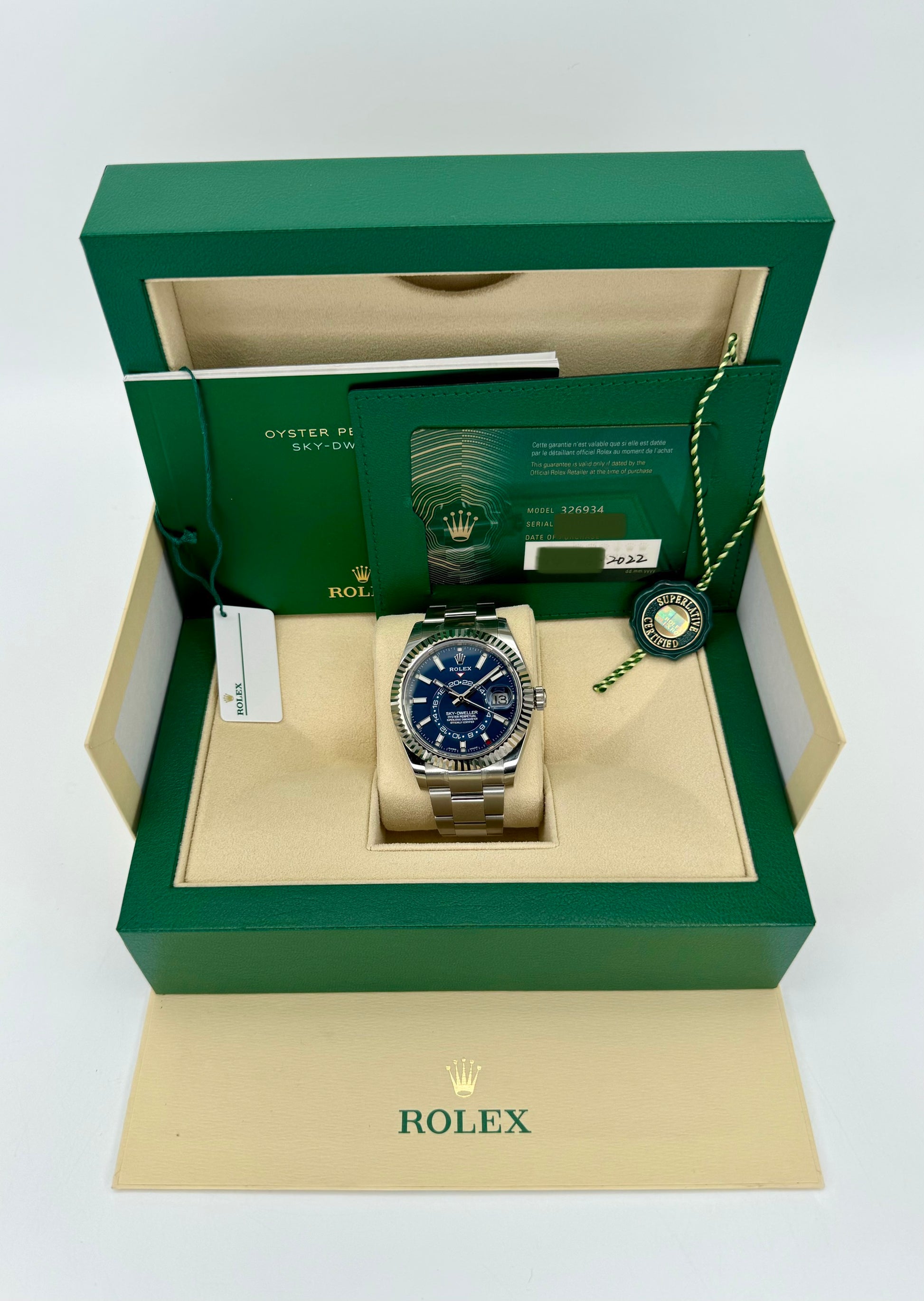 NEW 2022 Sky-Dweller 42mm 326934 Stainless Steel Oyster Blue Dial - MyWatchLLC