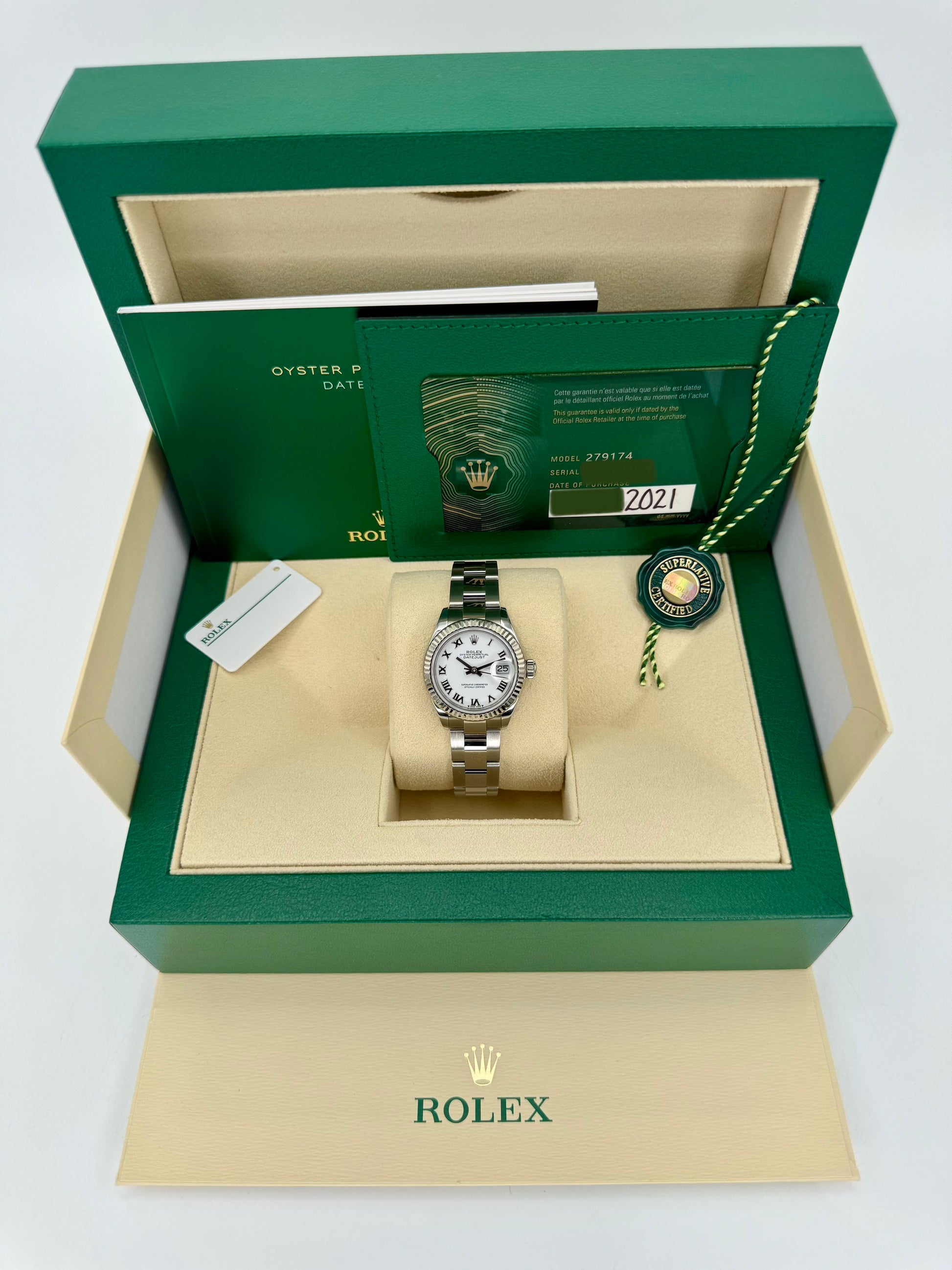 2021 Rolex Lady Datejust 28mm 279174 Stainless Steel Oyster White Dial - MyWatchLLC