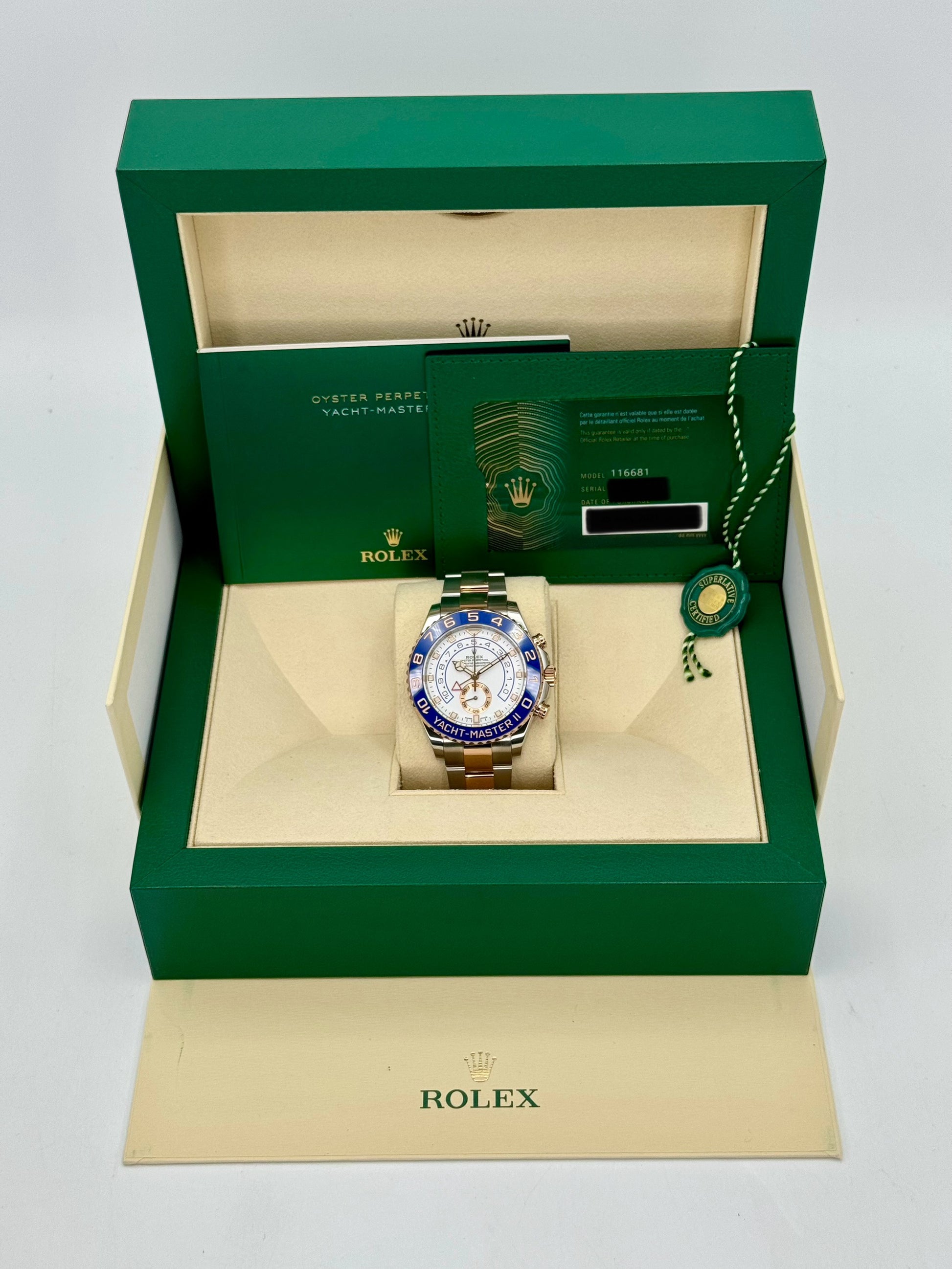 2021 Rolex Yacht-Master II 44mm 116681 Two-Tone White Dial - MyWatchLLC