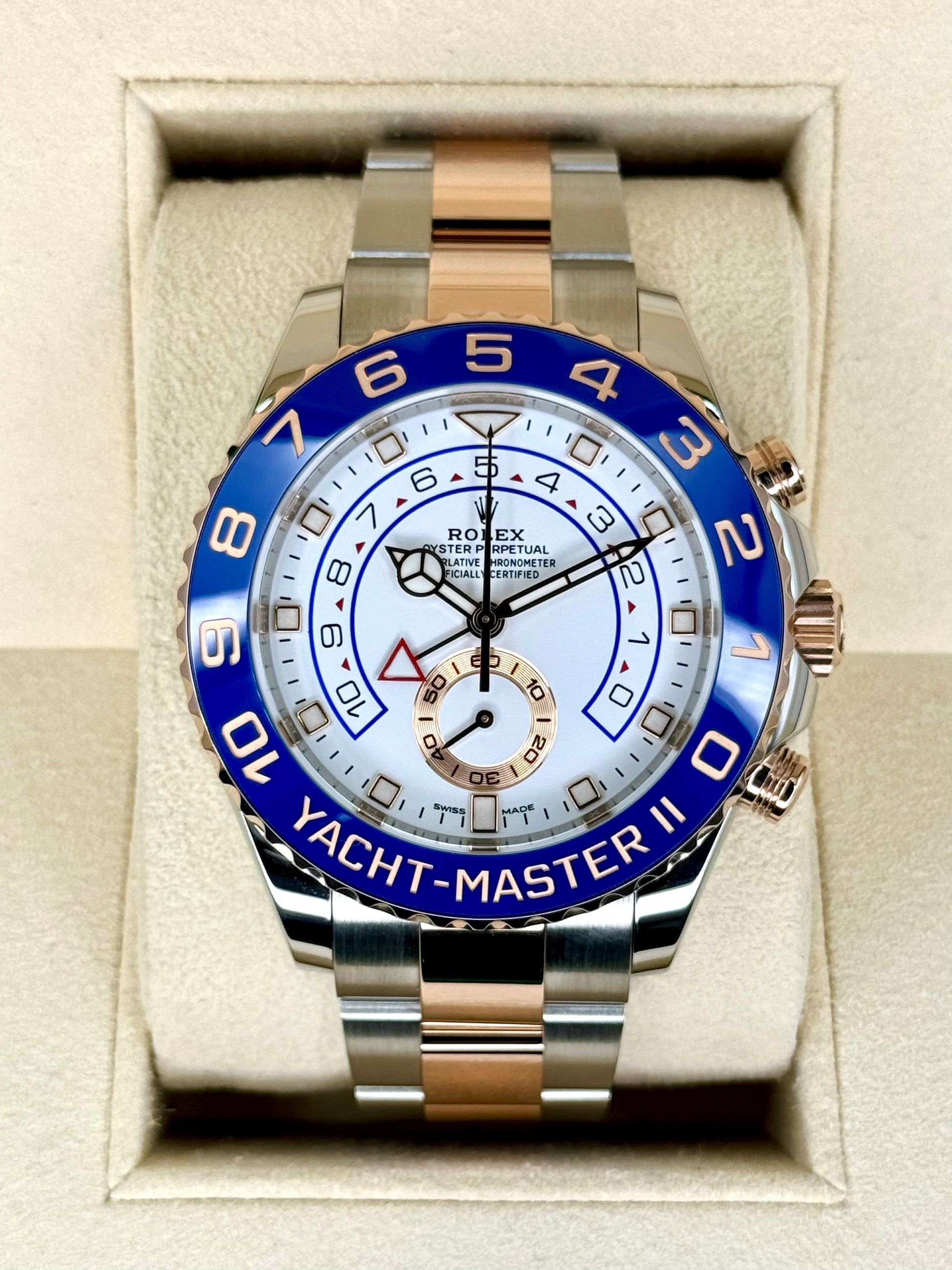 2021 Rolex Yacht-Master II 44mm 116681 Two-Tone White Dial - MyWatchLLC