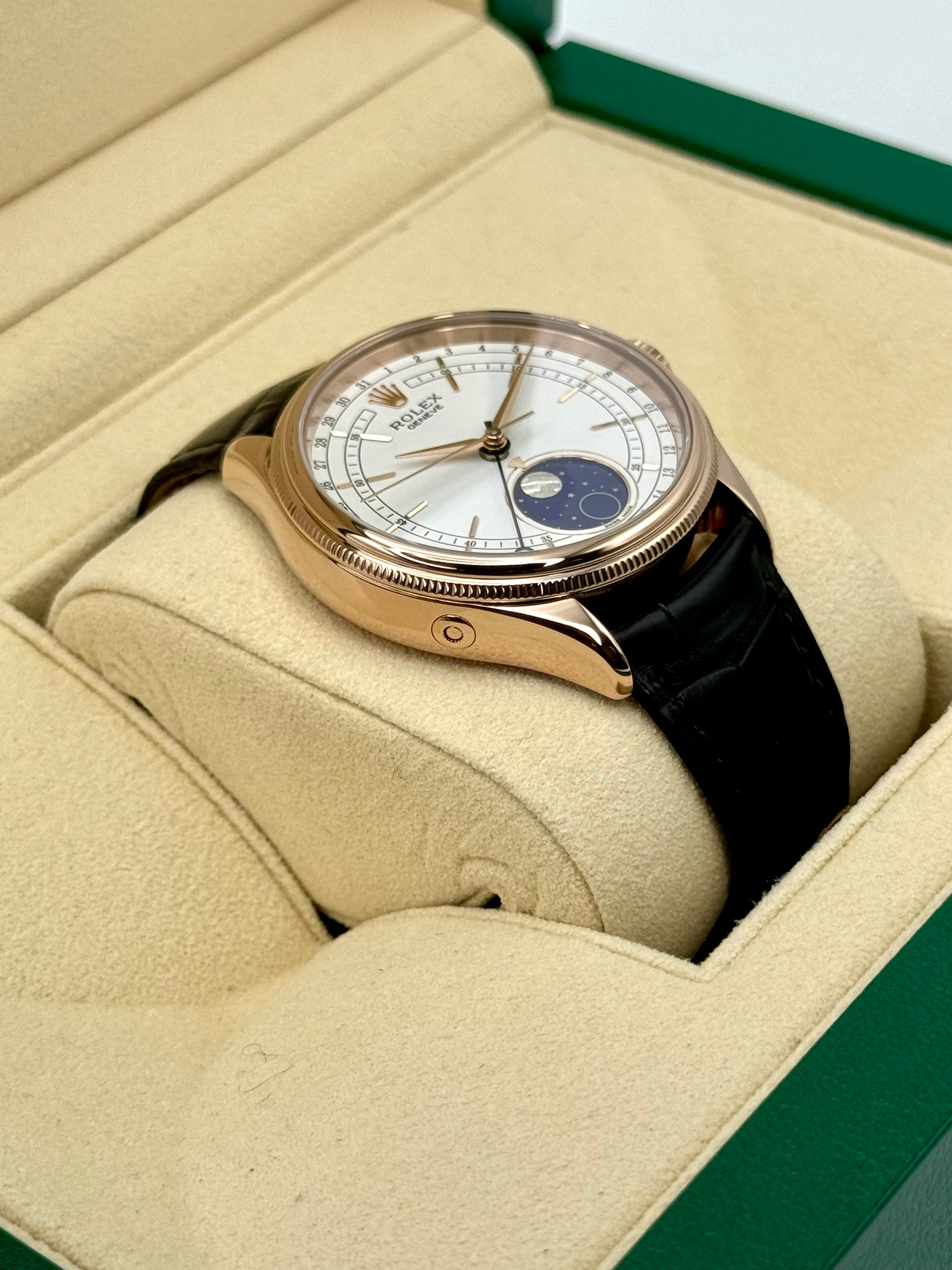 2018 Rolex Cellini Moonphase 39mm 50535 Rose Gold White Dial - MyWatchLLC