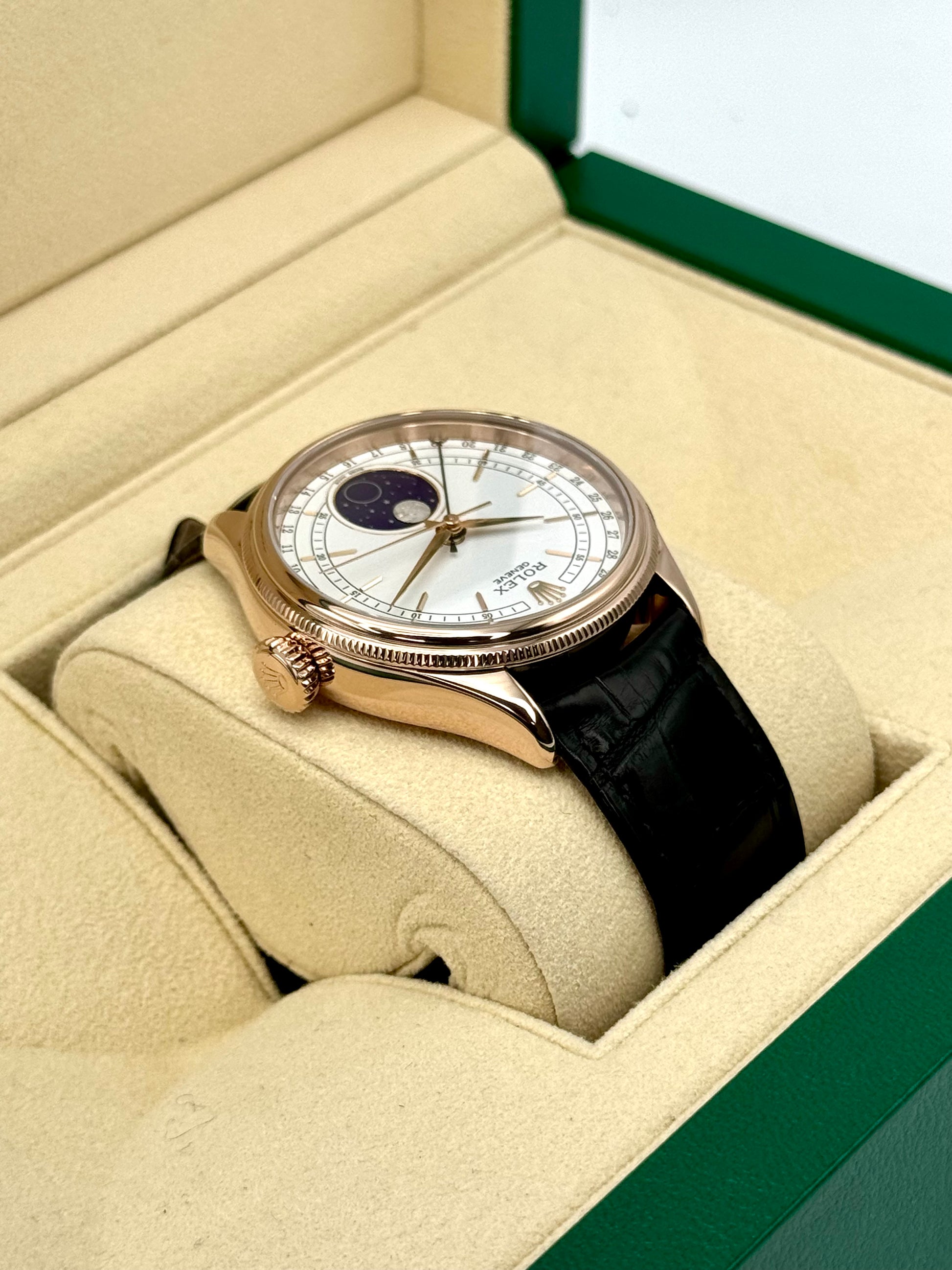 2018 Rolex Cellini Moonphase 39mm 50535 Rose Gold White Dial - MyWatchLLC