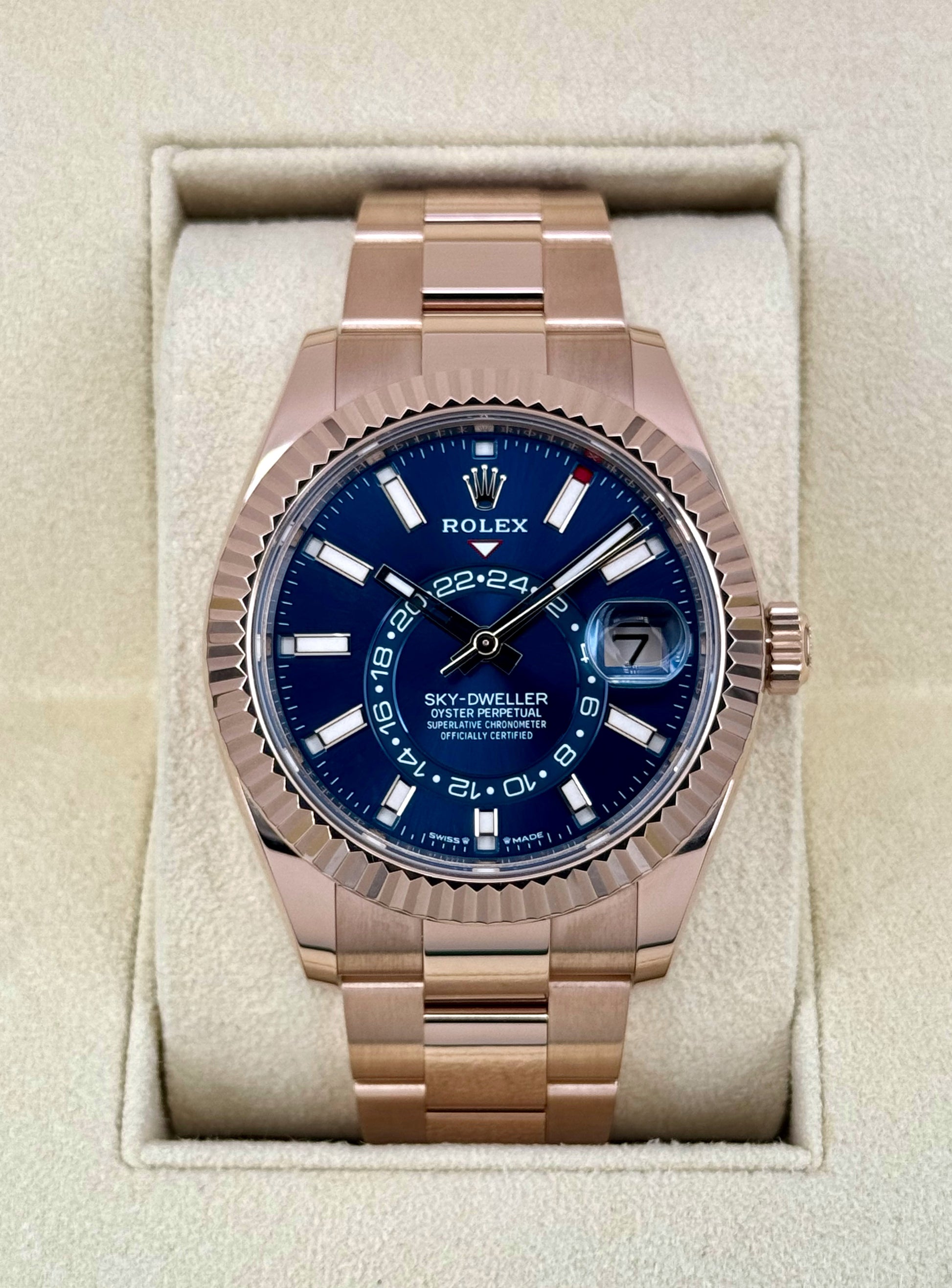 2023 Rolex Sky-Dweller 42mm 336935 Rose Gold Blue Dial - MyWatchLLC