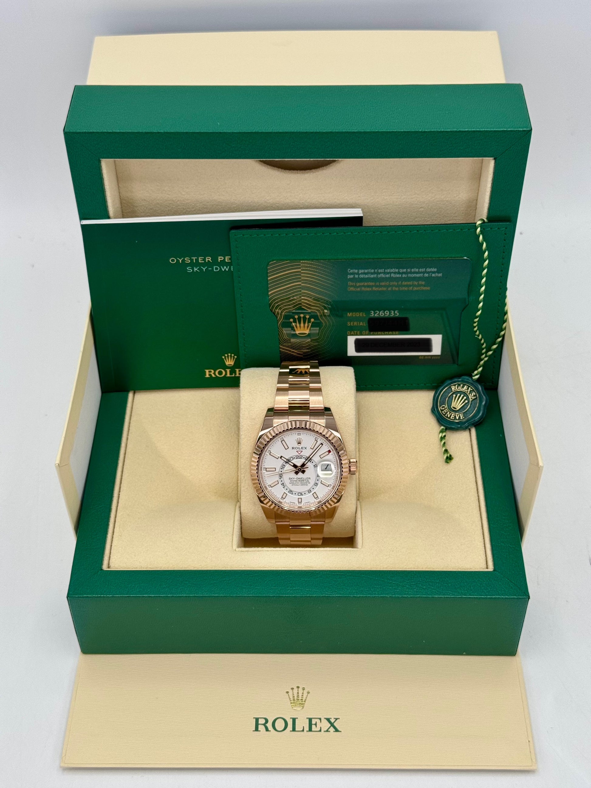 2023 Rolex Sky-Dweller 42mm 326935 Rose Gold White Dial - MyWatchLLC