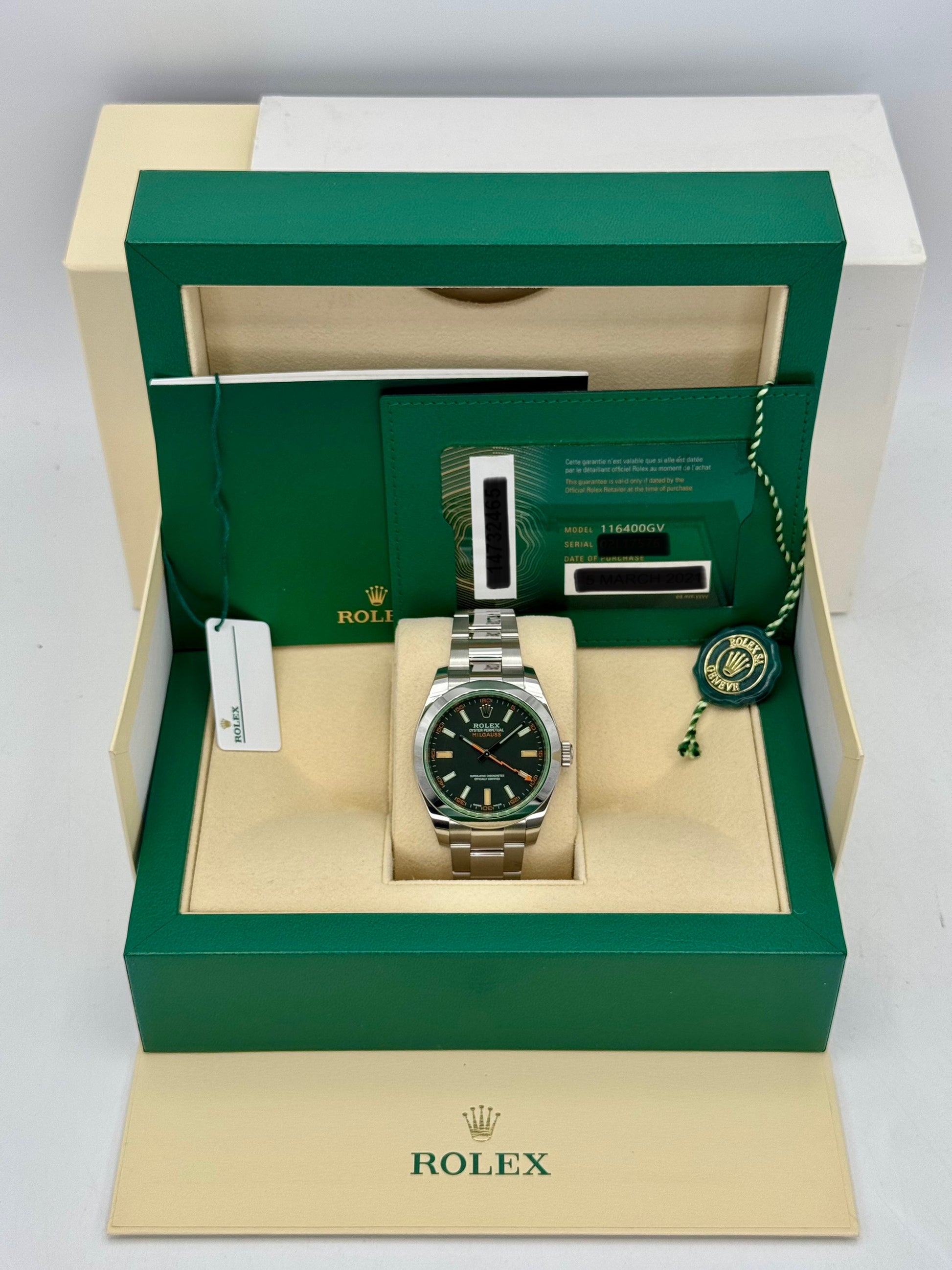 2021 Rolex Milgauss 40mm 116400GV Stainless Steel Black Dial - MyWatchLLC