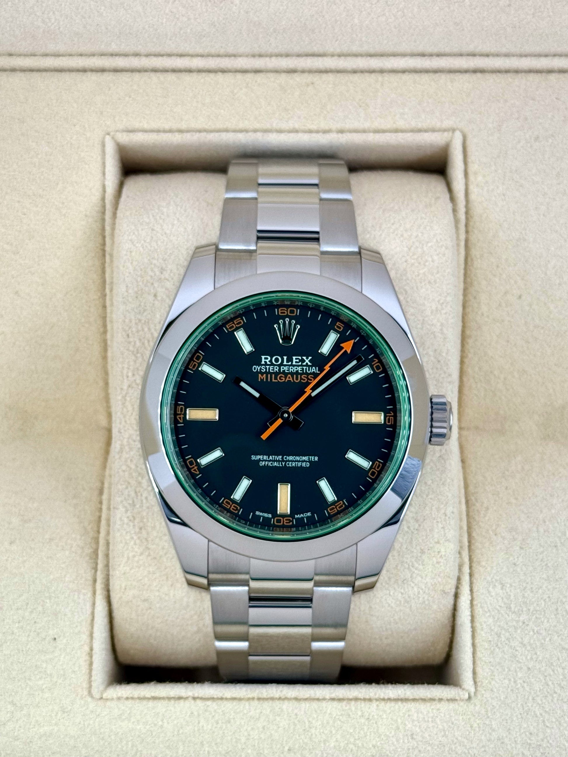 2021 Rolex Milgauss 40mm 116400GV Stainless Steel Black Dial - MyWatchLLC