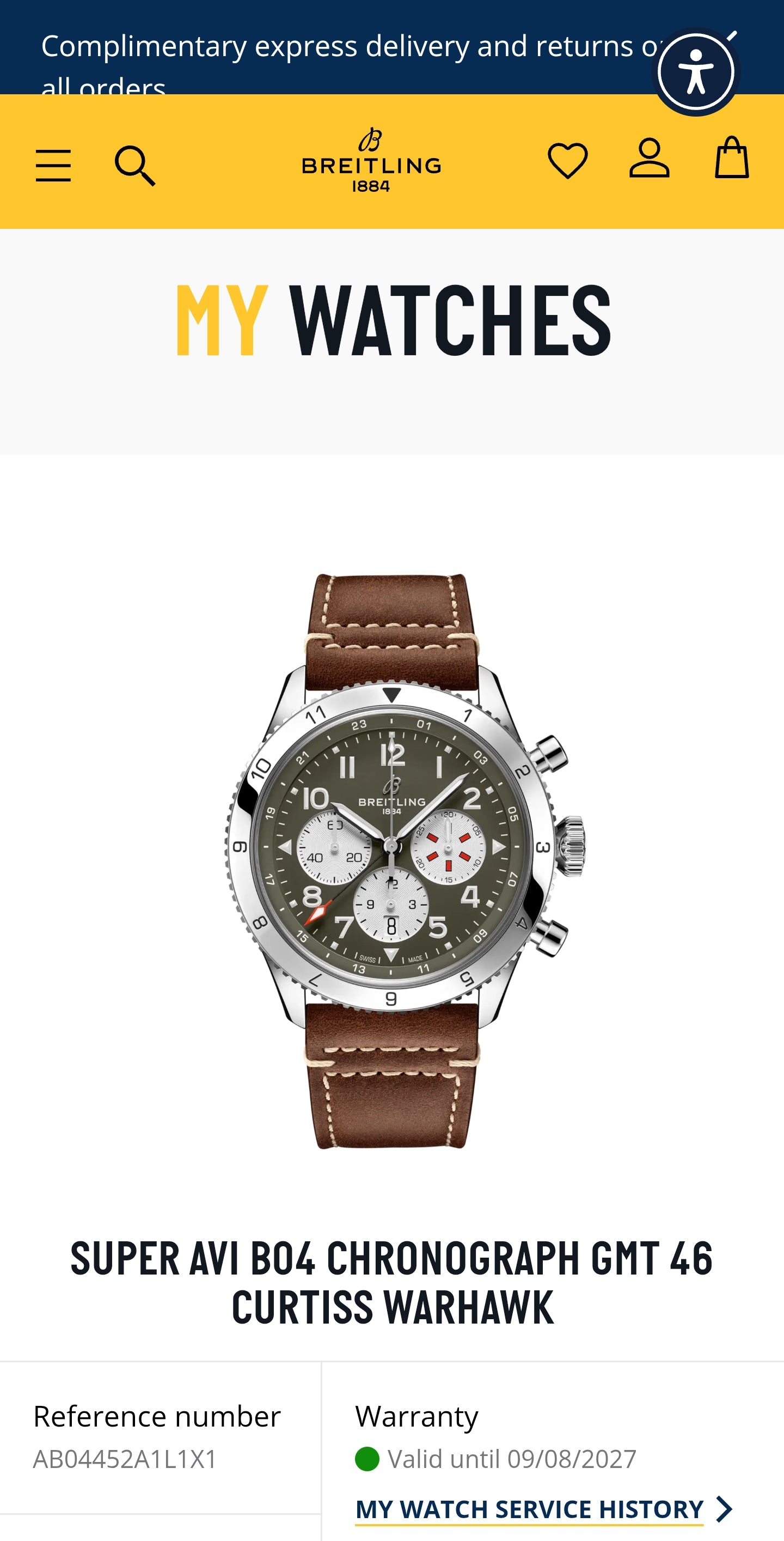 2022 Breitling Super Avi B04 Chronograph GMT "Curtis Warhawk" AB0445 - MyWatchLLC