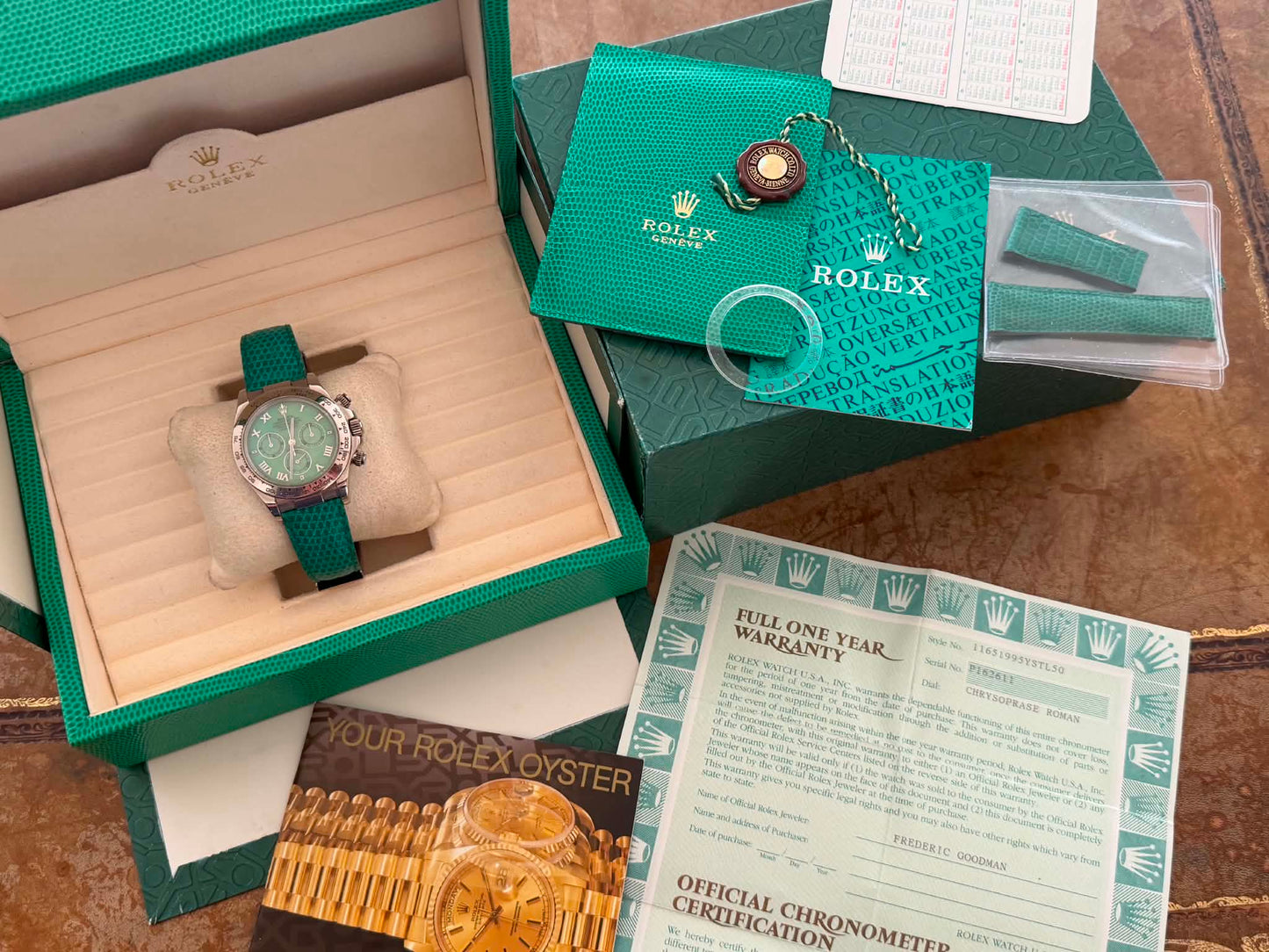 2000 Rolex Daytona 40mm 116519 White Gold Green Dial