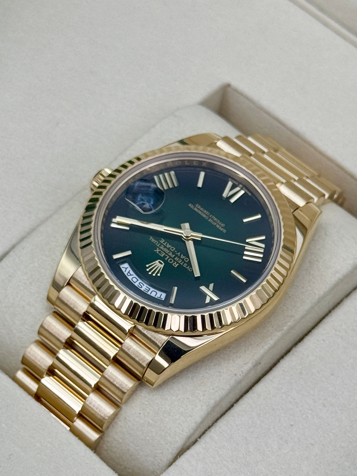 2025 Rolex Day-Date 40mm 228238 Presidential Green Ombre Dial - MyWatchLLC