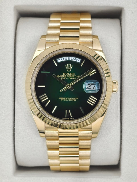 2025 Rolex Day-Date 40mm 228238 Presidential Green Ombre Dial
