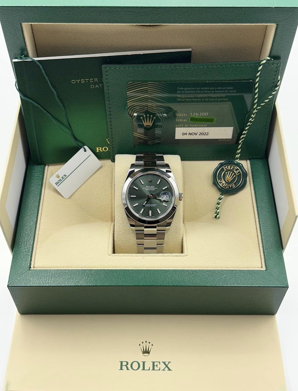 2022 Rolex Datejust 41mm 126300 Stainless Steel Mint Dial Oyster - MyWatchLLC