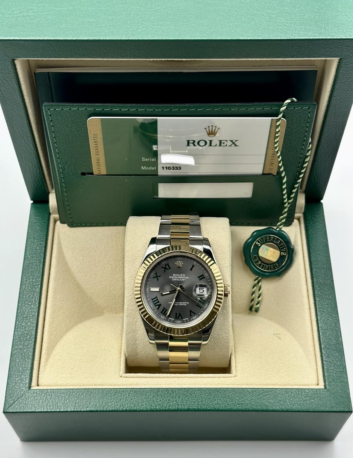 2016 Rolex Datejust 41mm 116333 Two-Tone Gold/SS Wimbledon Dial Oyster - MyWatchLLC