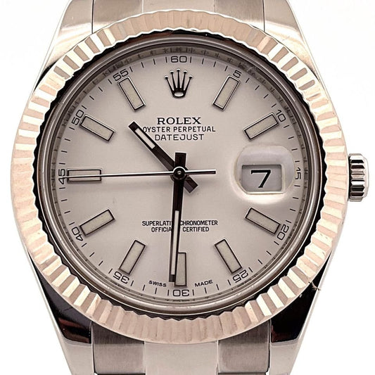 2013 Rolex Datejust II 41mm 116334 Stainless Steel White Stick Dial - MyWatchLLC