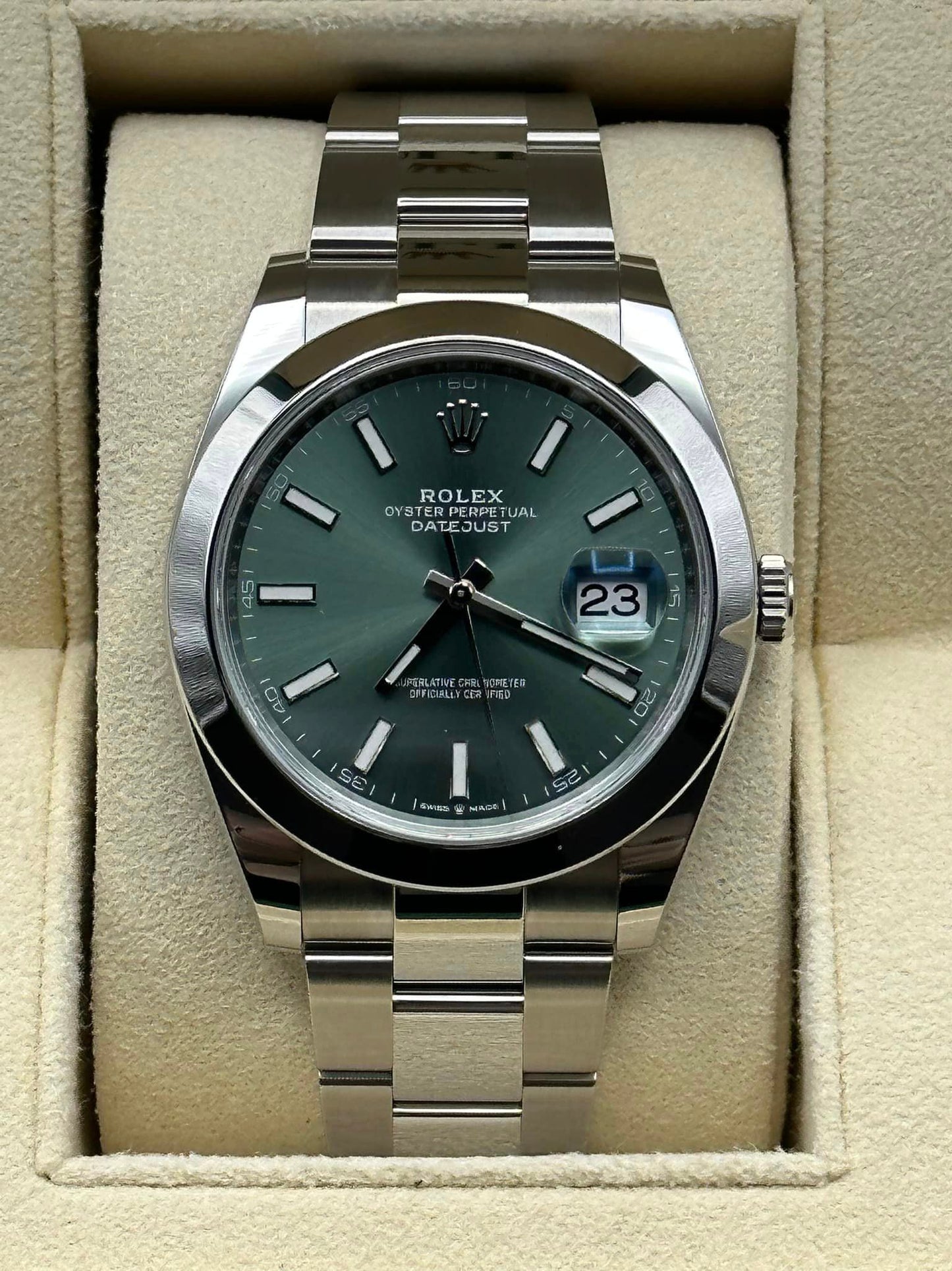 2022 Rolex Datejust 41mm 126300 Stainless Steel Mint Dial Oyster - MyWatchLLC