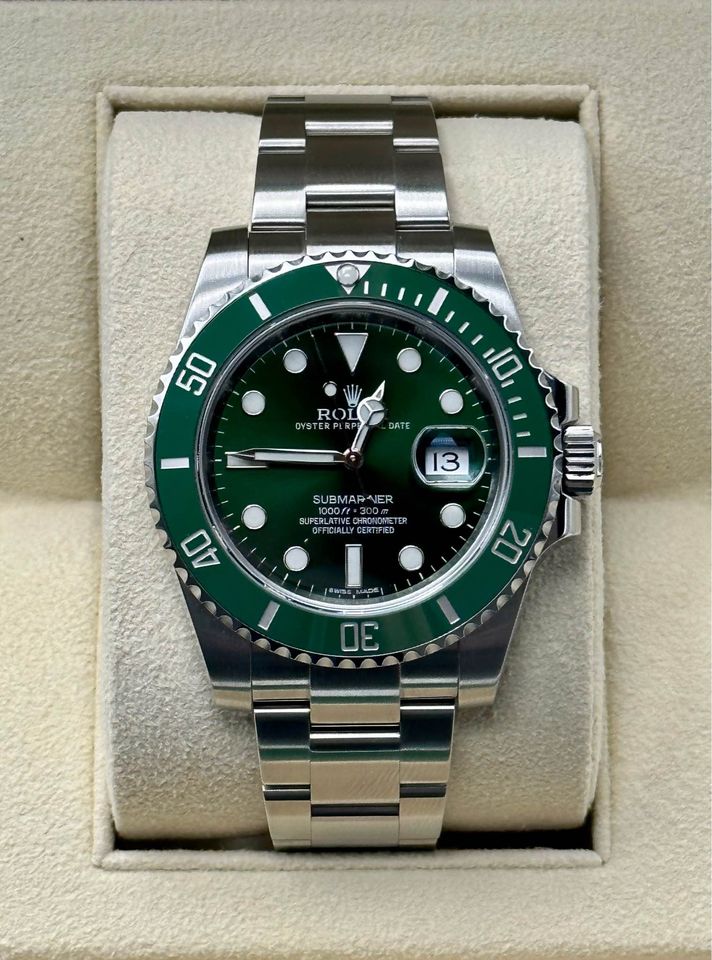 2014 Rolex Submariner Date Hulk Stainless Green Ceramic 40mm Watch 116