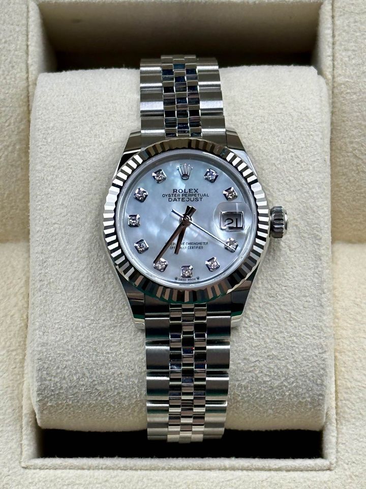 NEW 2022 Rolex Ladies Datejust 28mm 279174 Diamond Mother of Pearl Dia
