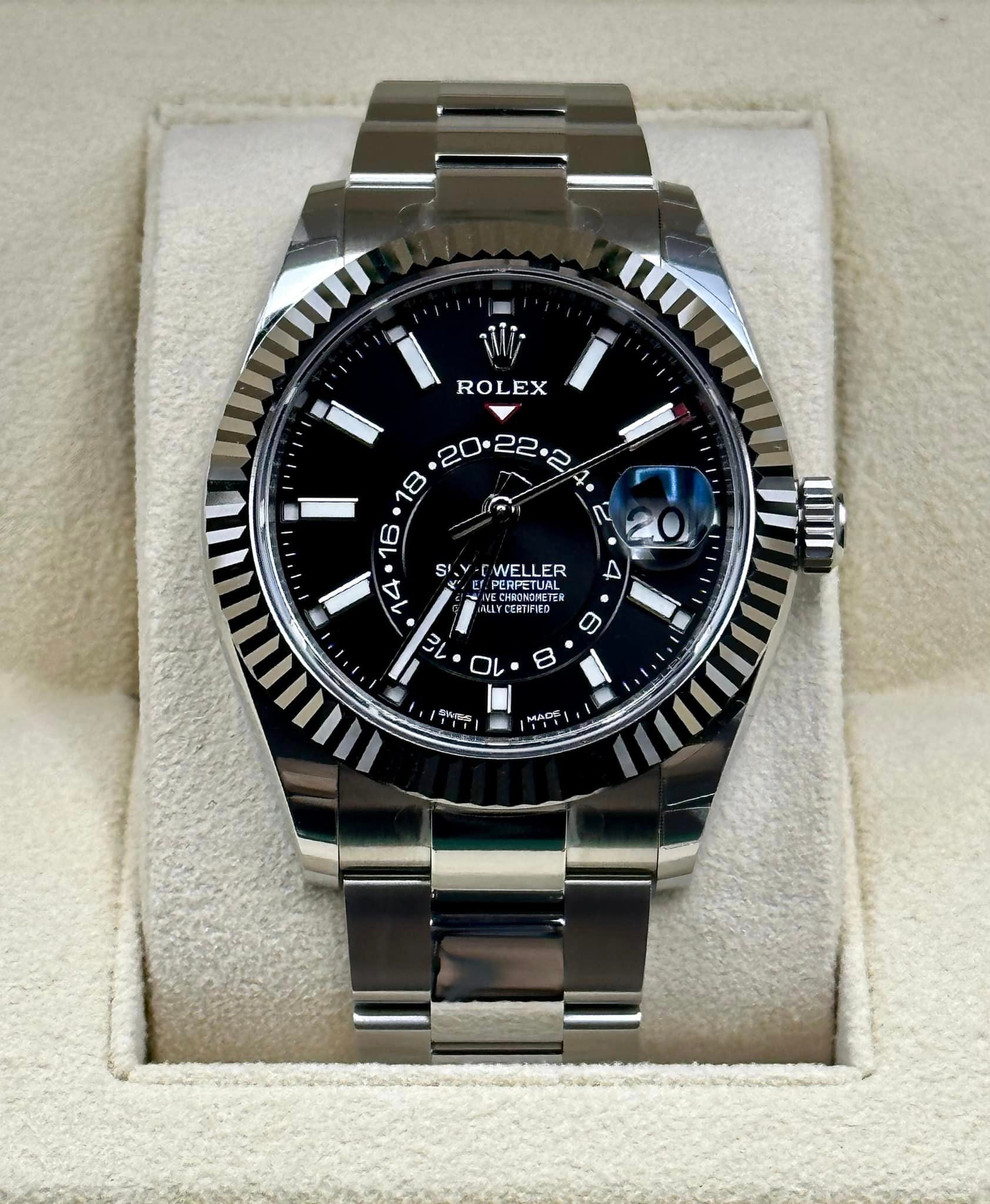 NEW 2023 Sky-Dweller 326934 Stainless Steel Black Dial Oyster - MyWatchLLC