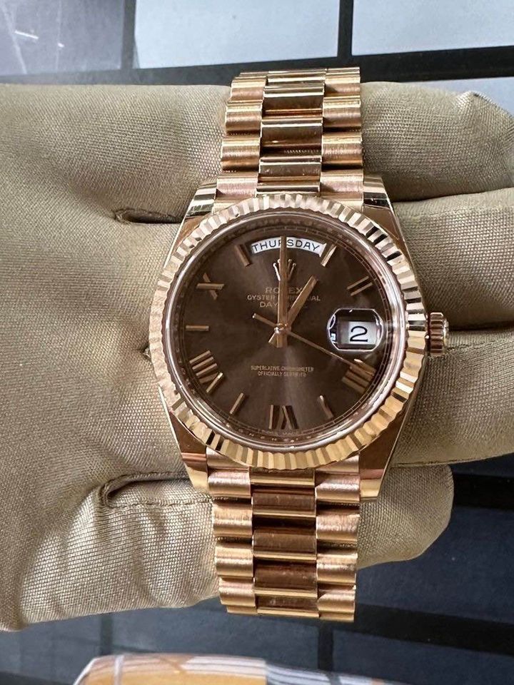 Rolex Day-Date 40mm 228235 Rose Gold Chocolate Dial - MyWatchLLC