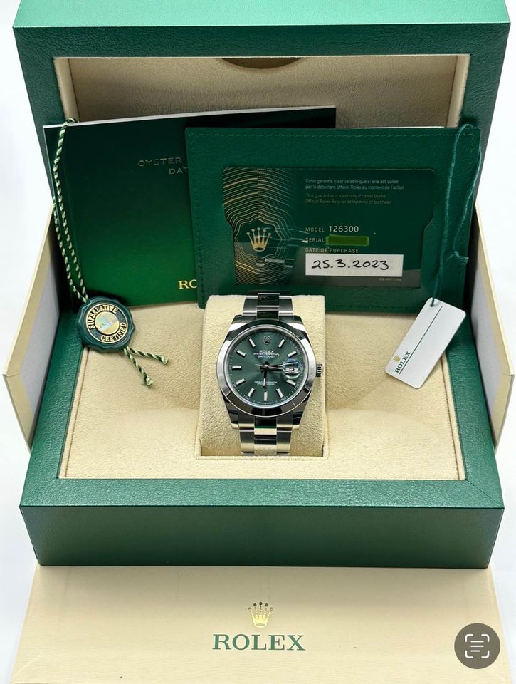 NEW 2023 Rolex Datejust 41mm 126300 Stainless Steel Mint Dial Oyster - MyWatchLLC