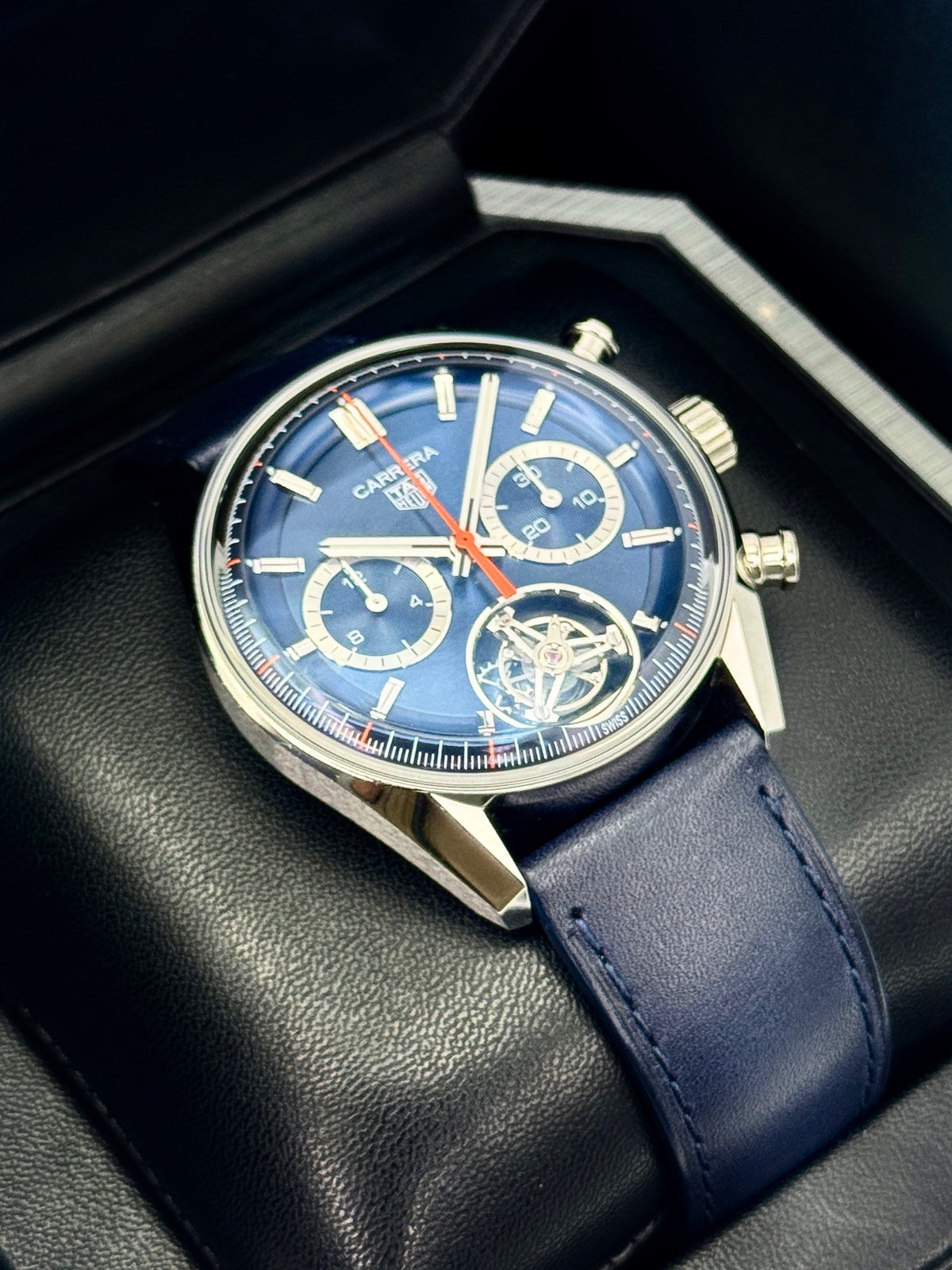 2023 TAG Heuer Carrera Tourbillon Chronograph 42mm CBS5010.FC6543 Blue Dial